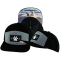 The Heartbeat Brand Dog Hat - Flat Bill - Corduroy - Black / Gray Blue - Laser Mesh — main product shot