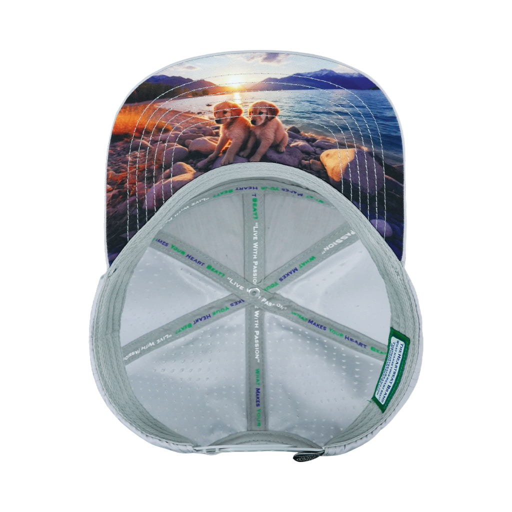 The Heartbeat Brand Dog Hat - Flat Bill - Gray / Navy / White - Laser Mesh — back view