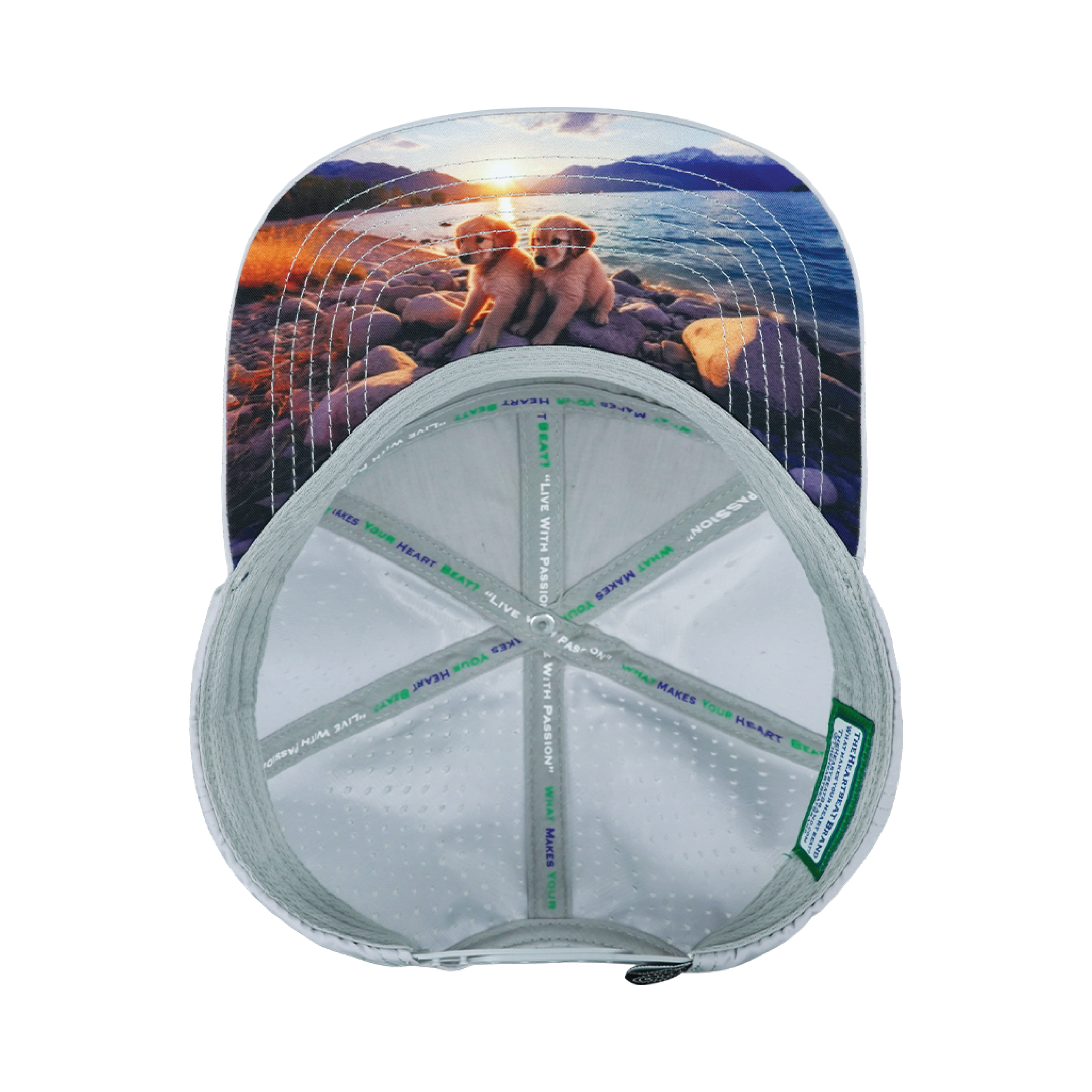 The Heartbeat Brand Dog Hat - Flat Bill - Gray / Navy / White - Laser Mesh — back view