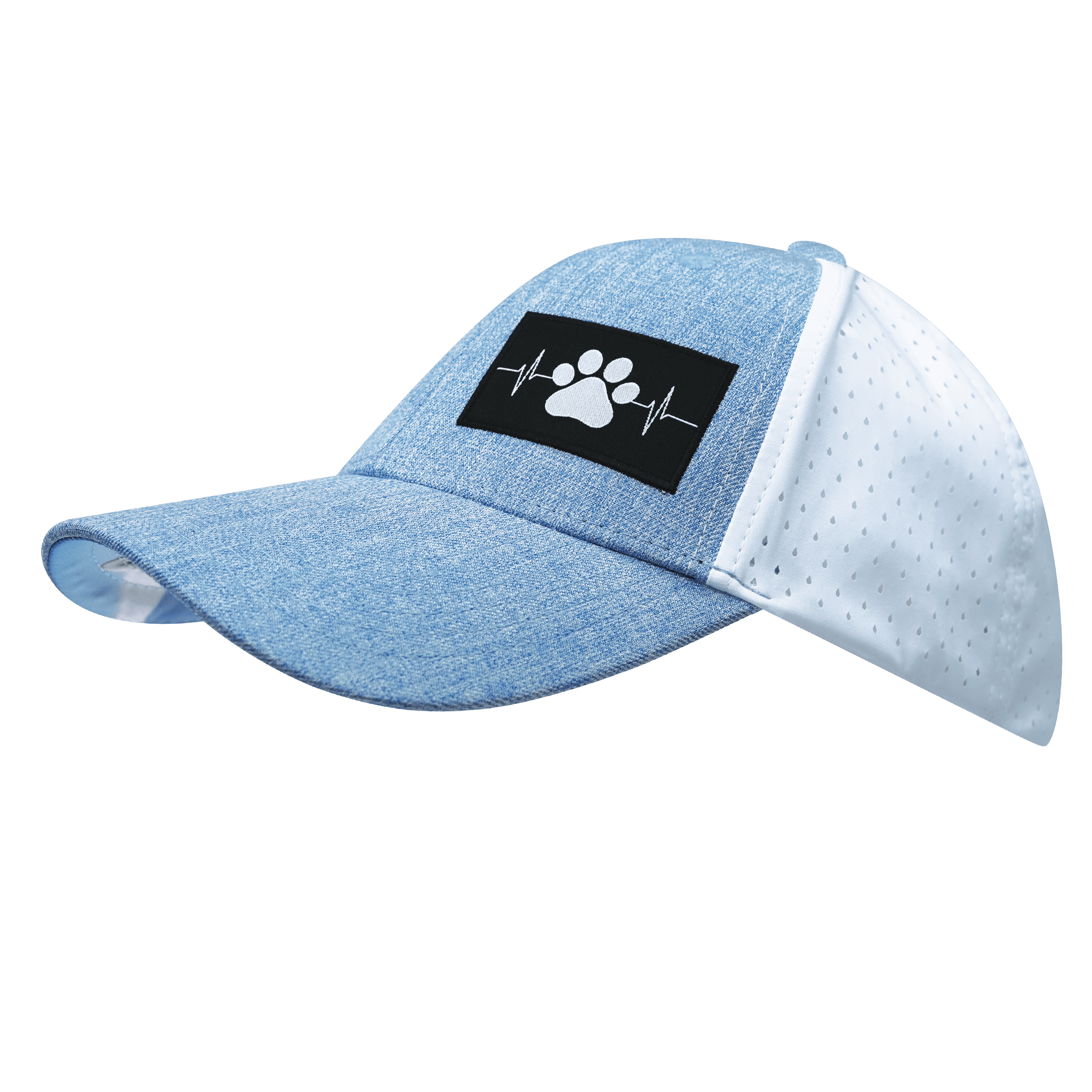 The Heartbeat Brand Dog Hat - Low Profile - Ponytail - Light Blue / White - Laser Mesh — lifestyle context