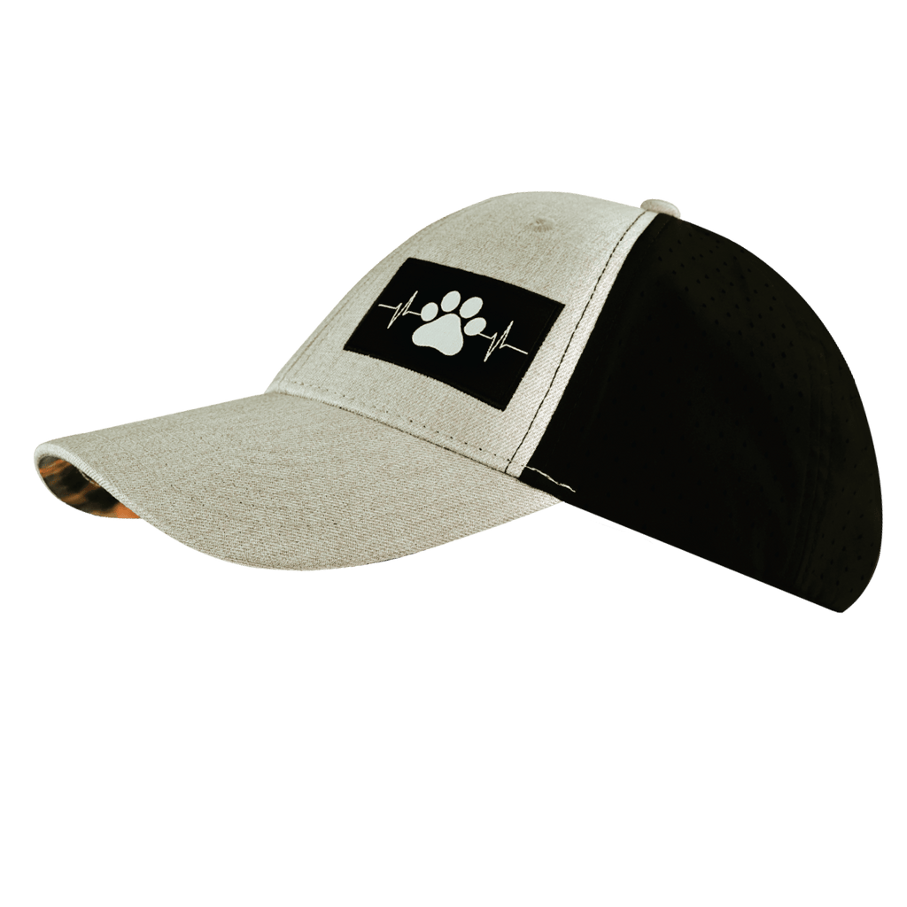 The Heartbeat Brand Dog Hat - Low Profile - Ponytail - Tan / Black - Laser Mesh — side view