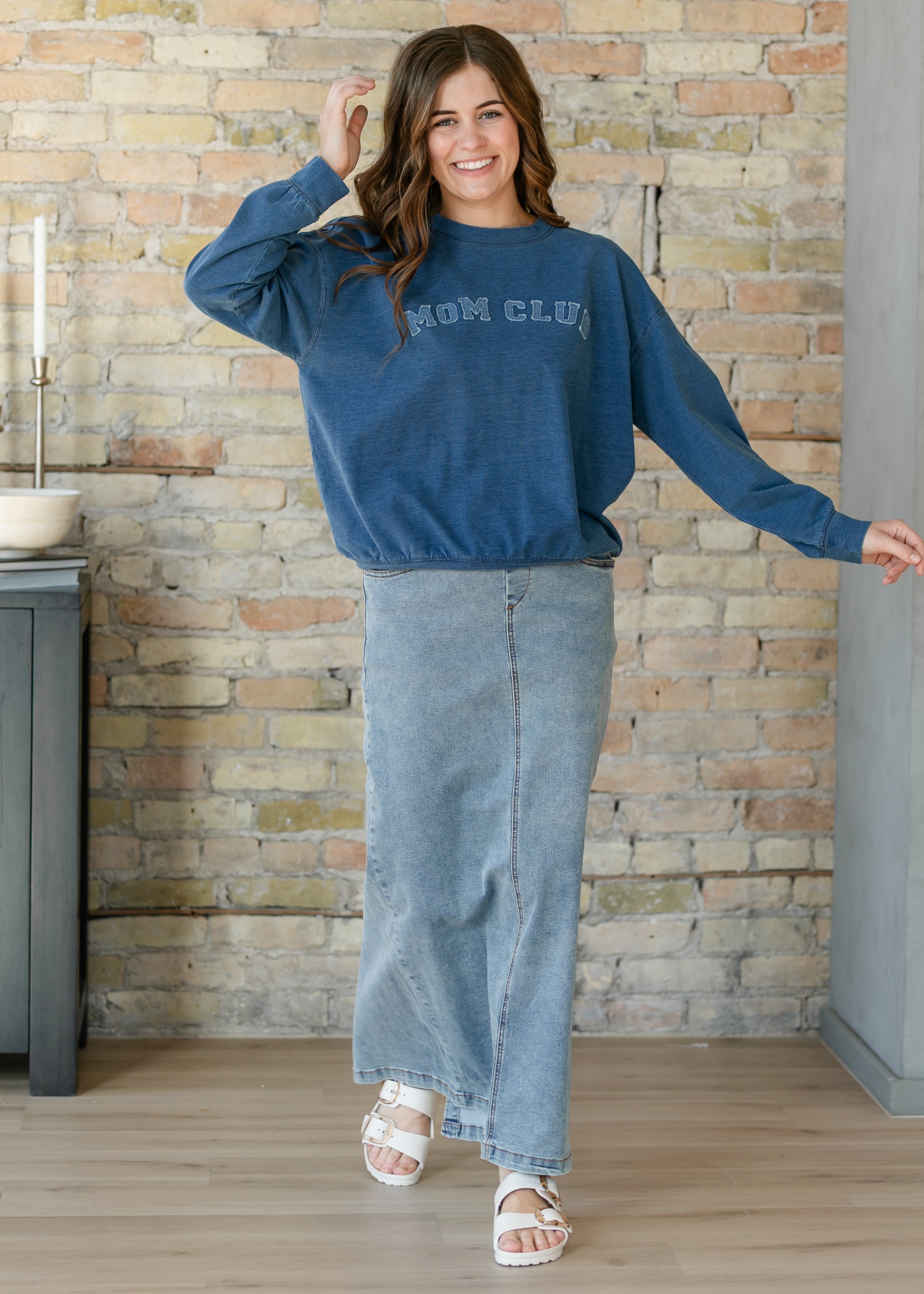 Inherit Co. Donna Classic Wash Maxi Denim Skirt — main product shot