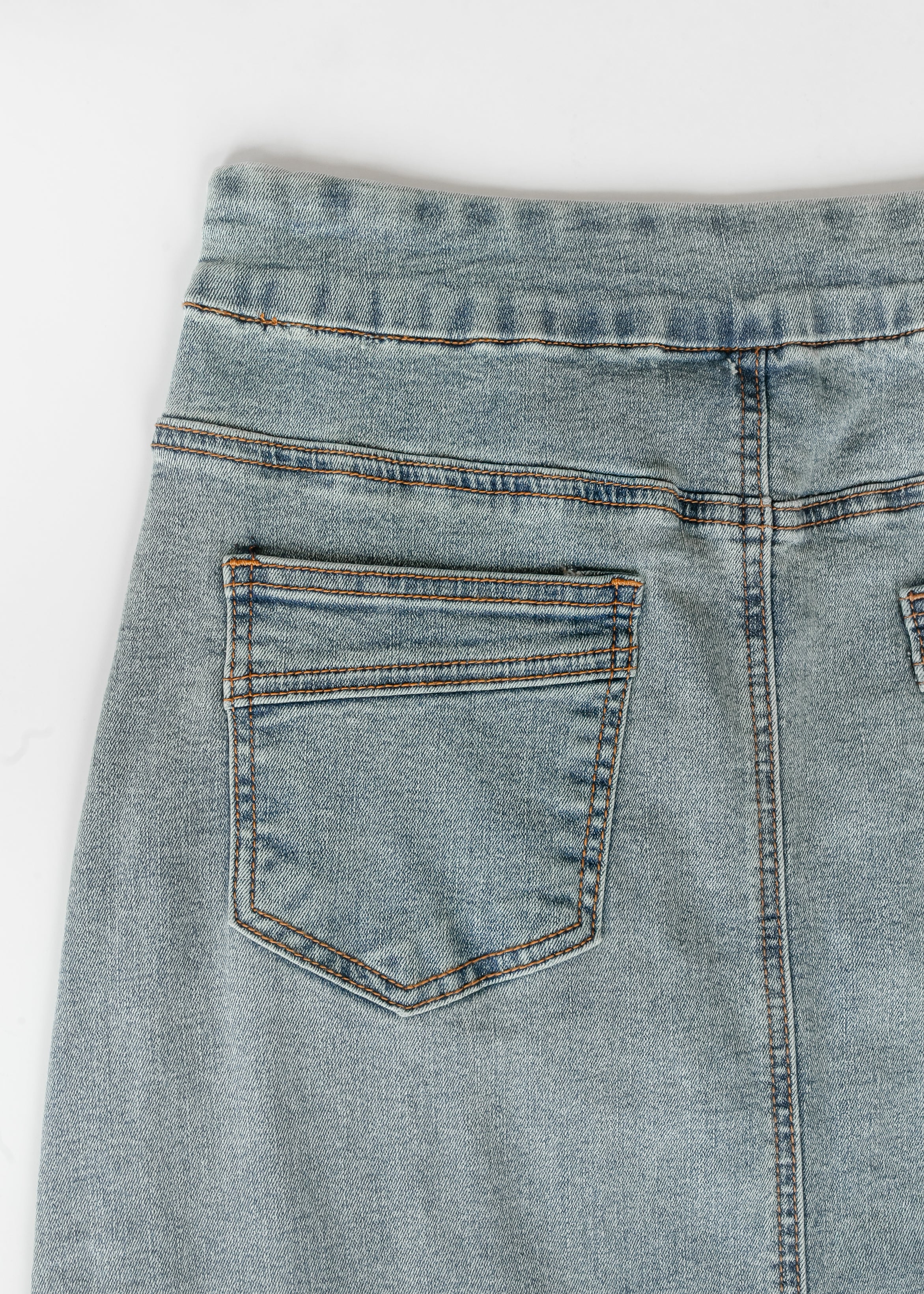 Inherit Co. Donna Classic Wash Maxi Denim Skirt — flat-lay composition