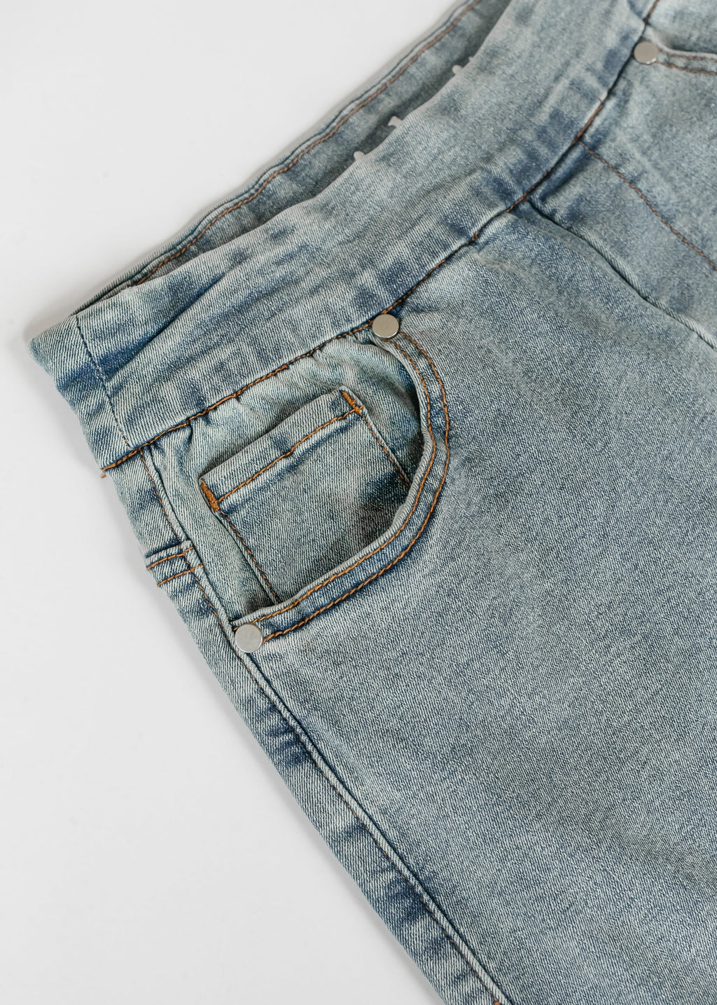 Inherit Co. Donna Classic Wash Maxi Denim Skirt — fabric or material detail