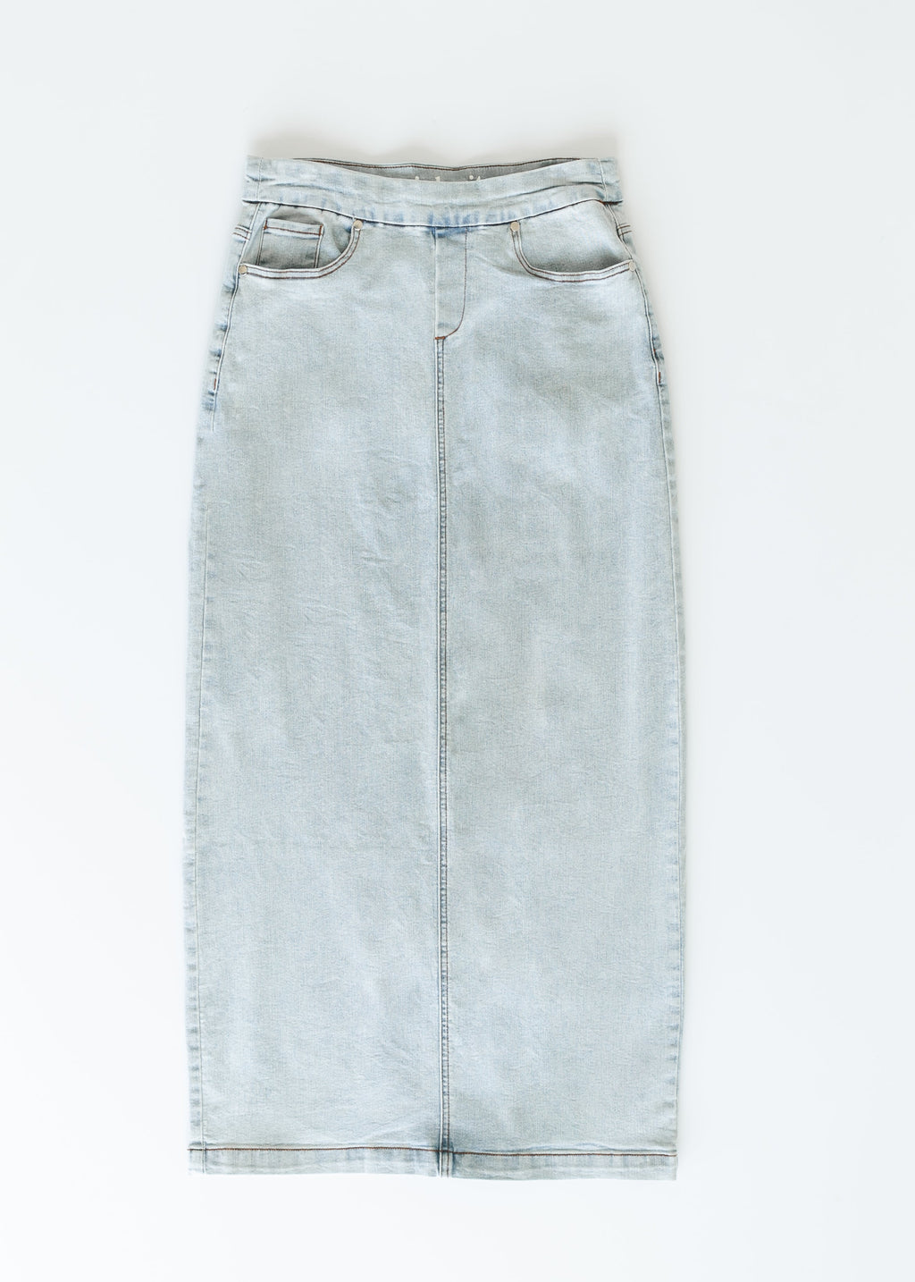 Inherit Co. Donna Light Wash Maxi Denim Skirt - FINAL SALE — color detail