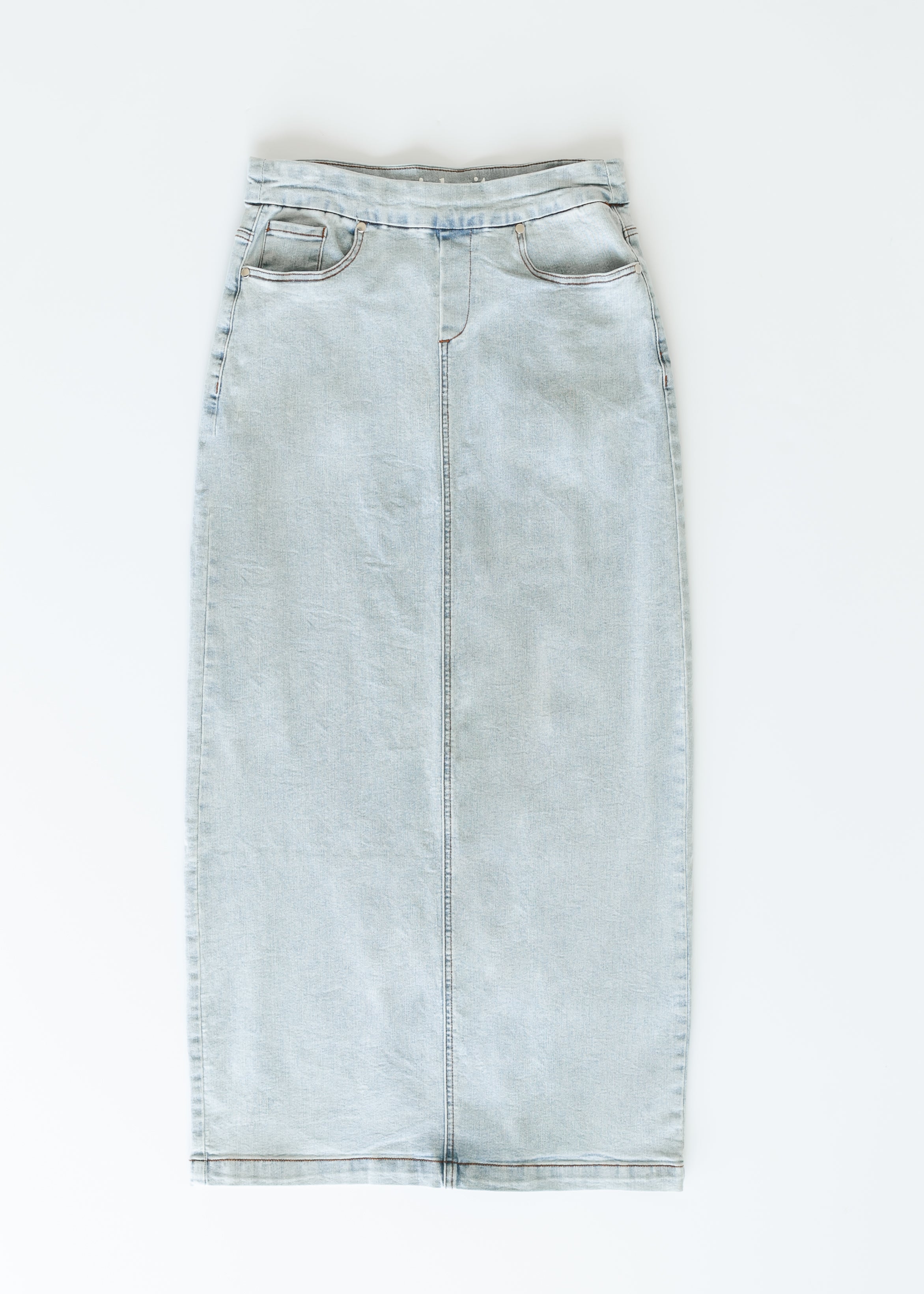 Inherit Co. Donna Light Wash Maxi Denim Skirt - FINAL SALE — color detail