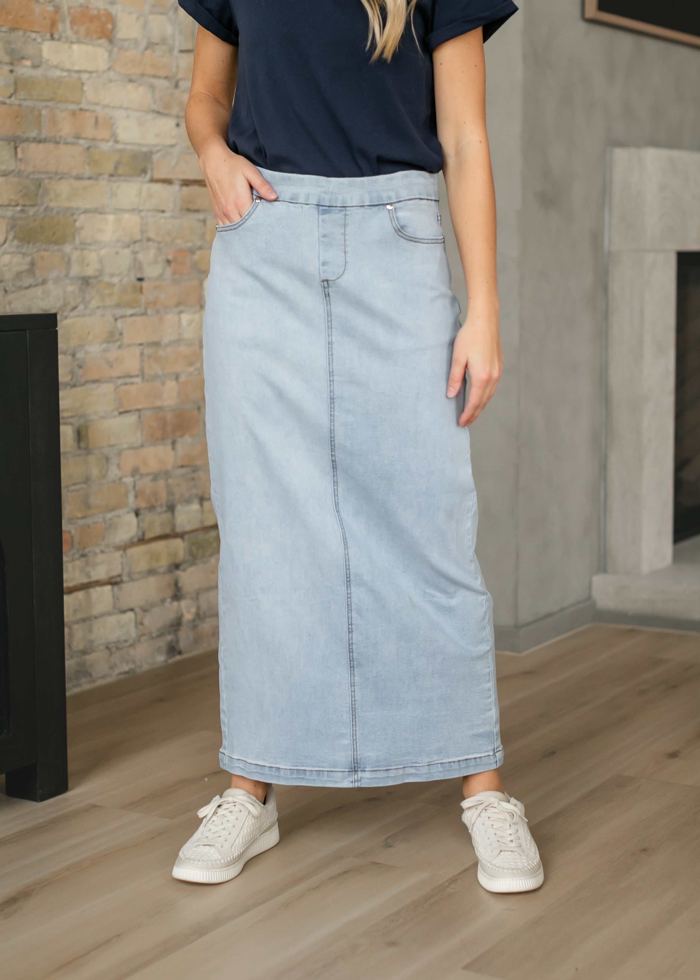 Inherit Co. Donna Light Wash Maxi Denim Skirt - FINAL SALE — main product shot