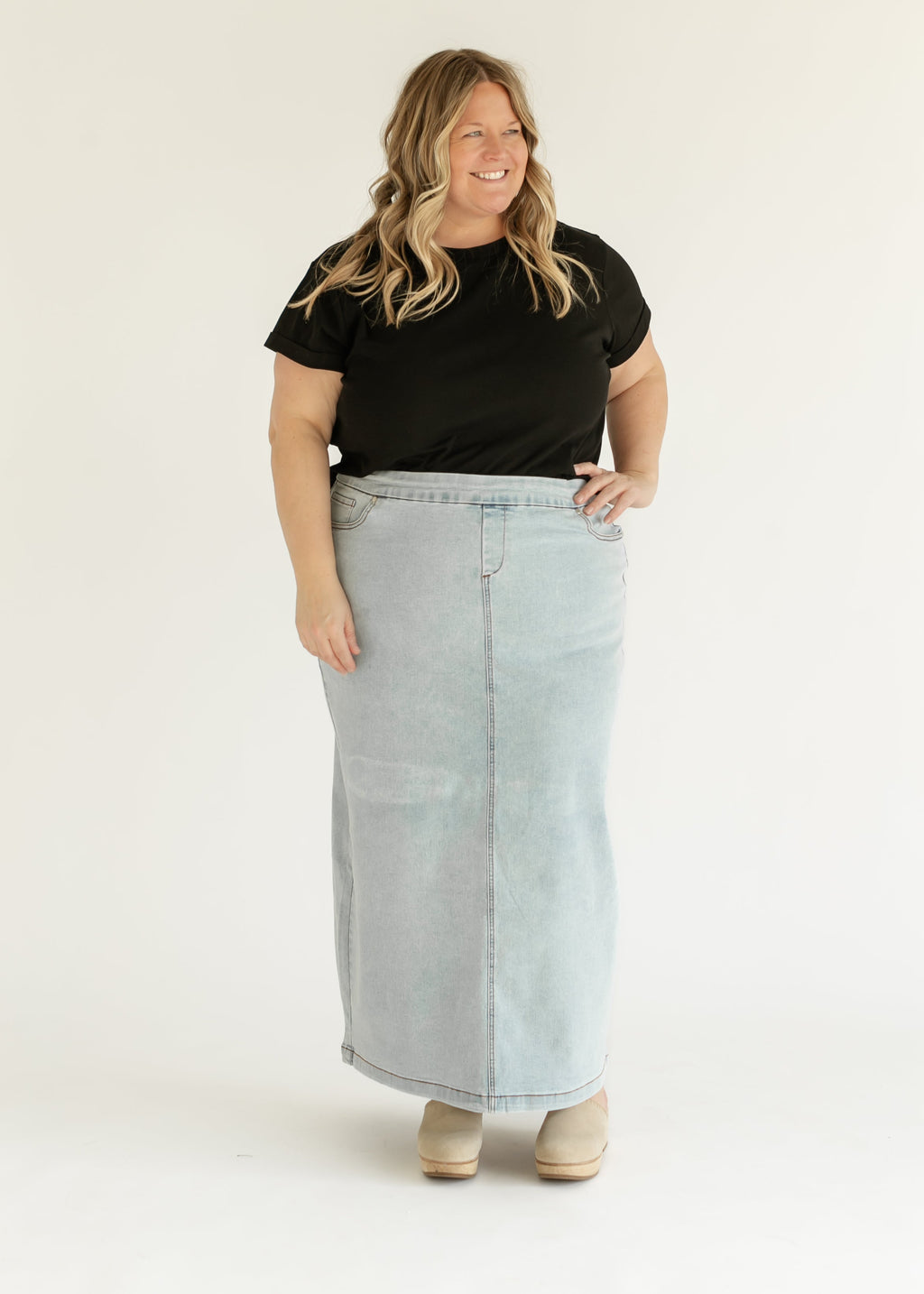 Inherit Co. Donna Light Wash Maxi Denim Skirt - FINAL SALE — lifestyle context