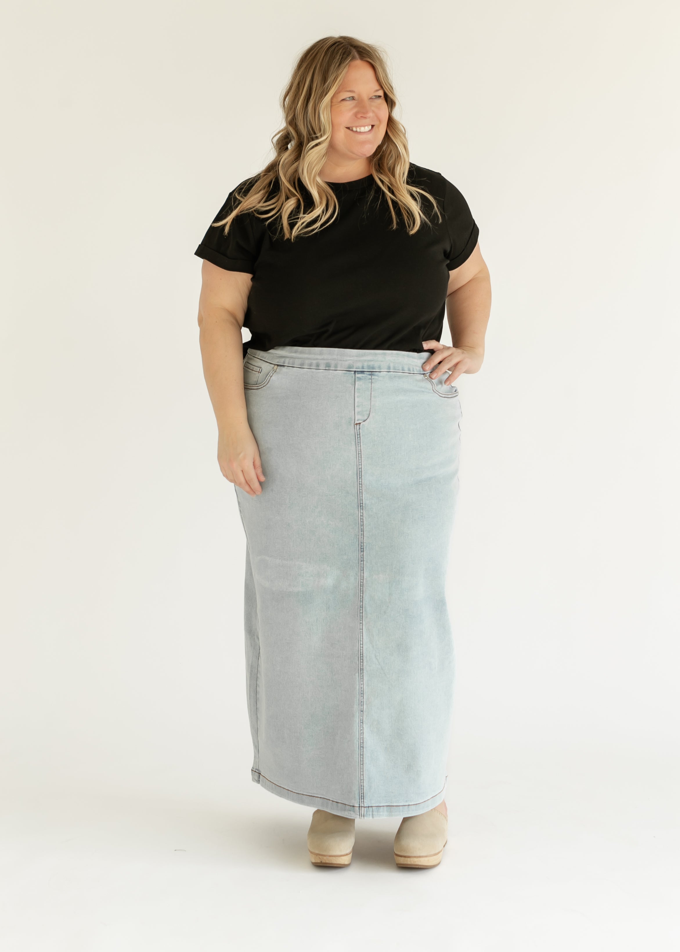 Inherit Co. Donna Light Wash Maxi Denim Skirt - FINAL SALE — lifestyle context