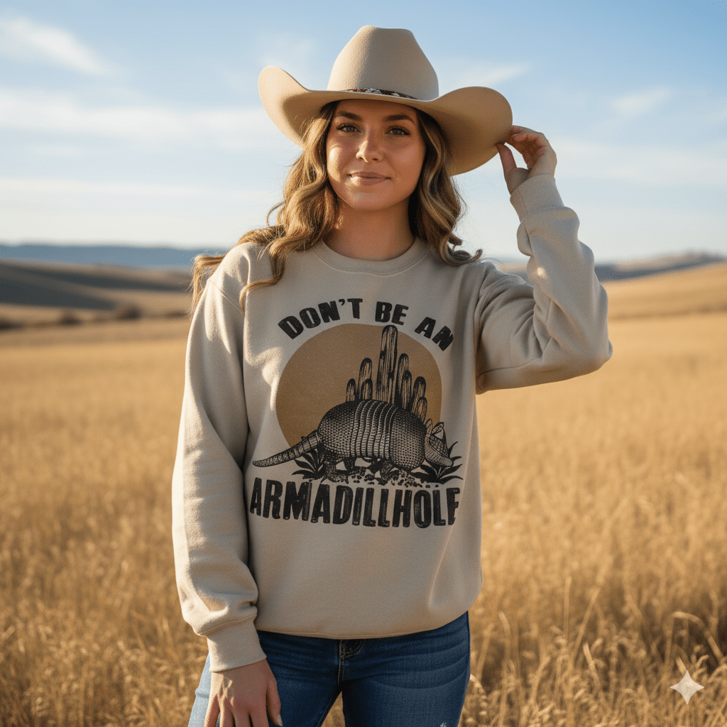 Wild Junkie Don't Be An Armadillhole Graphic Sweatshirt — construction detail