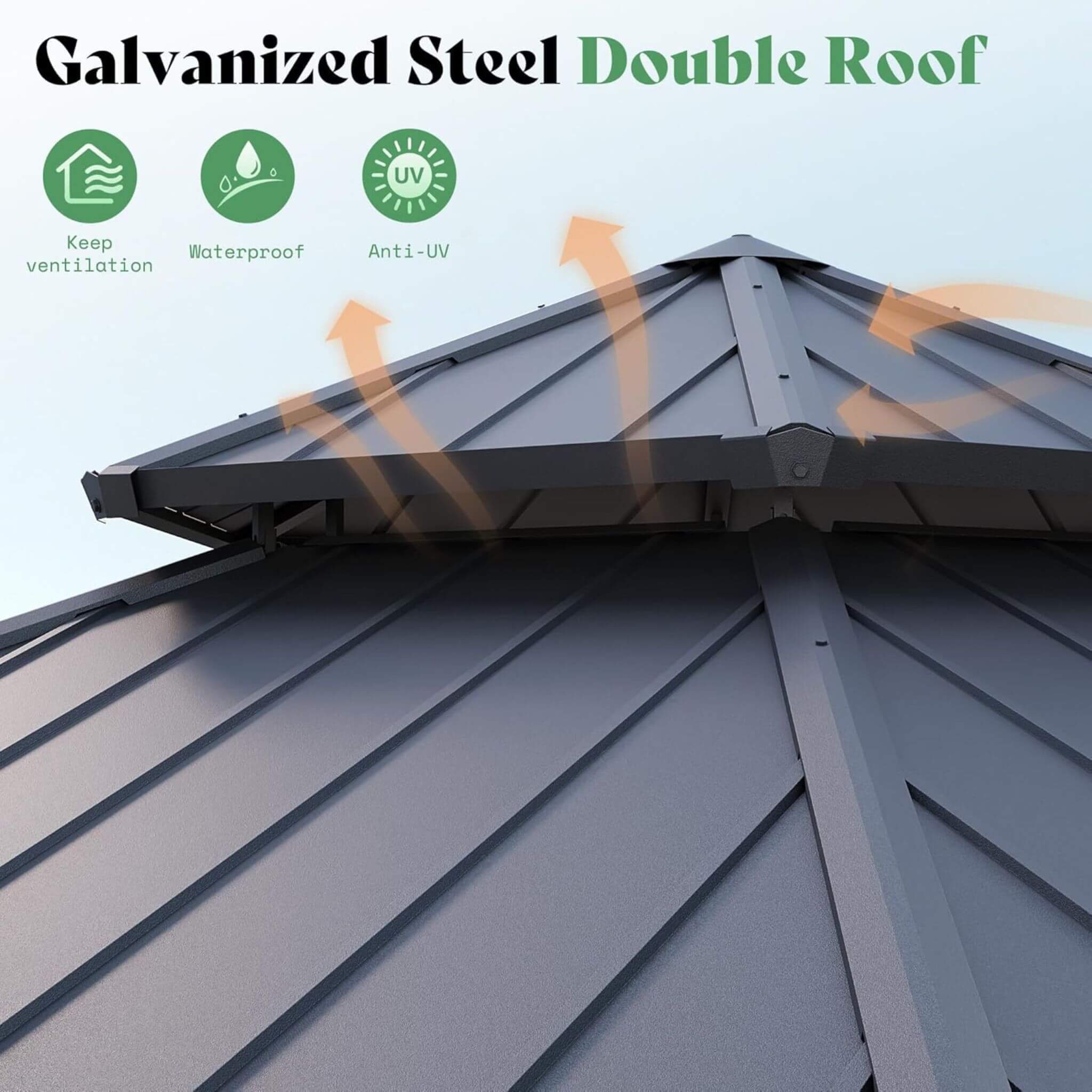 [13X15FT] Alora Double-Tier Hexagonal Metal Hardtop Patio Gazebo With Curtains (SAK84137) – SAKSBY WHOLESALE, view 8