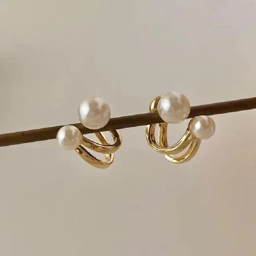 SORI STYLE Double Pearl Stud Earring - Sori Style — back view