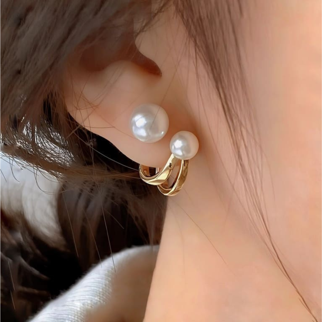 SORI STYLE Double Pearl Stud Earring - Sori Style — detail close-up