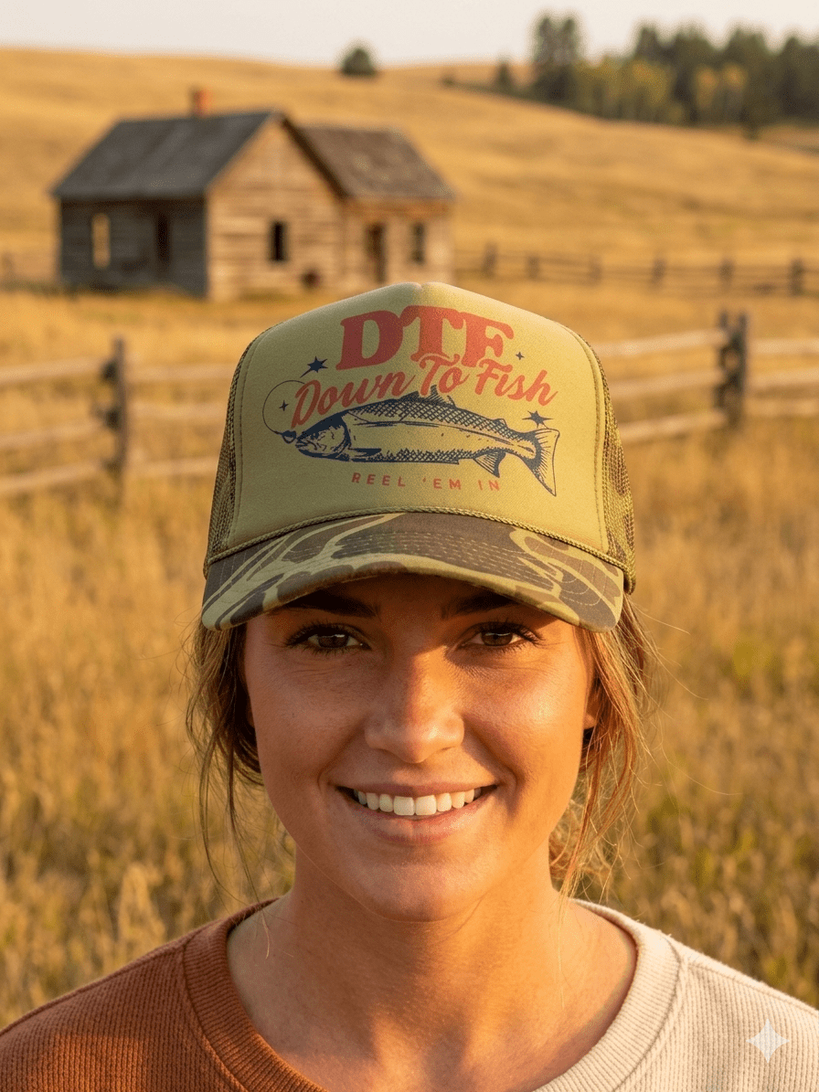 Wild Junkie Down To Fish Trucker Hat — lifestyle context