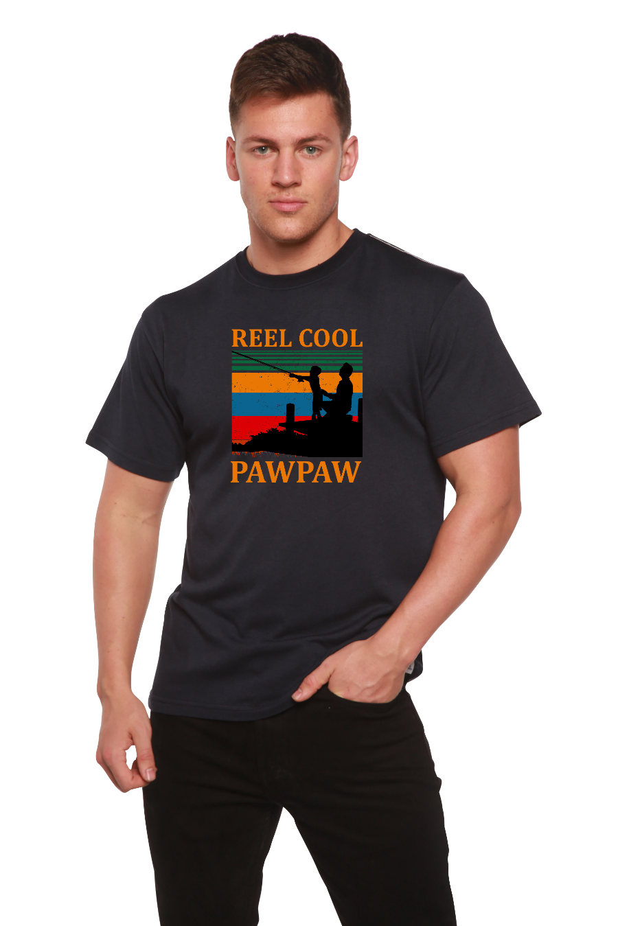 Spun Bamboo Real Cool Pawpaw Men's Bamboo Viscose/Organic Cotton Short Sleeve Printed T-Shirt — fabric or material detail