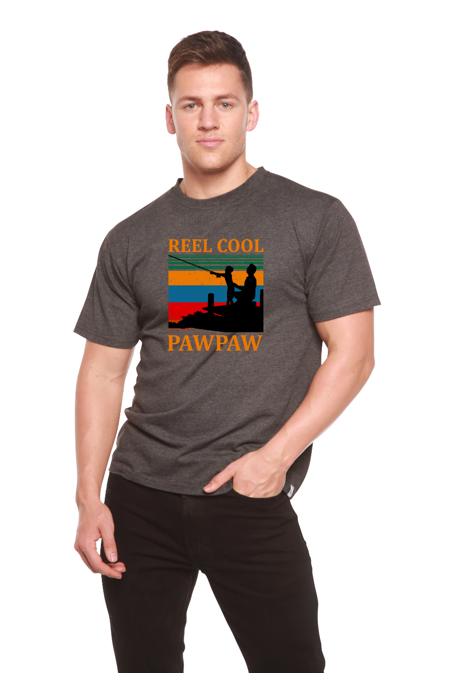 Spun Bamboo Real Cool Pawpaw Men's Bamboo Viscose/Organic Cotton Short Sleeve Printed T-Shirt — comparison shot
