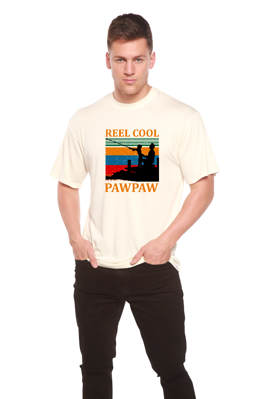 Spun Bamboo Real Cool Pawpaw Men's Bamboo Viscose/Organic Cotton Short Sleeve Printed T-Shirt — lifestyle context