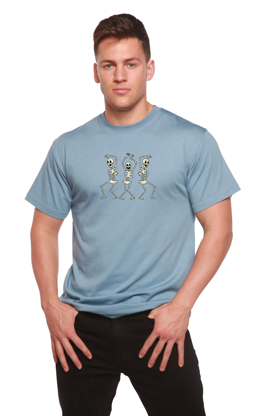 Spun Bamboo Dancing Skeletons Bamboo Viscose/Organic Cotton Short Sleeve Printed T-Shirt — lifestyle context
