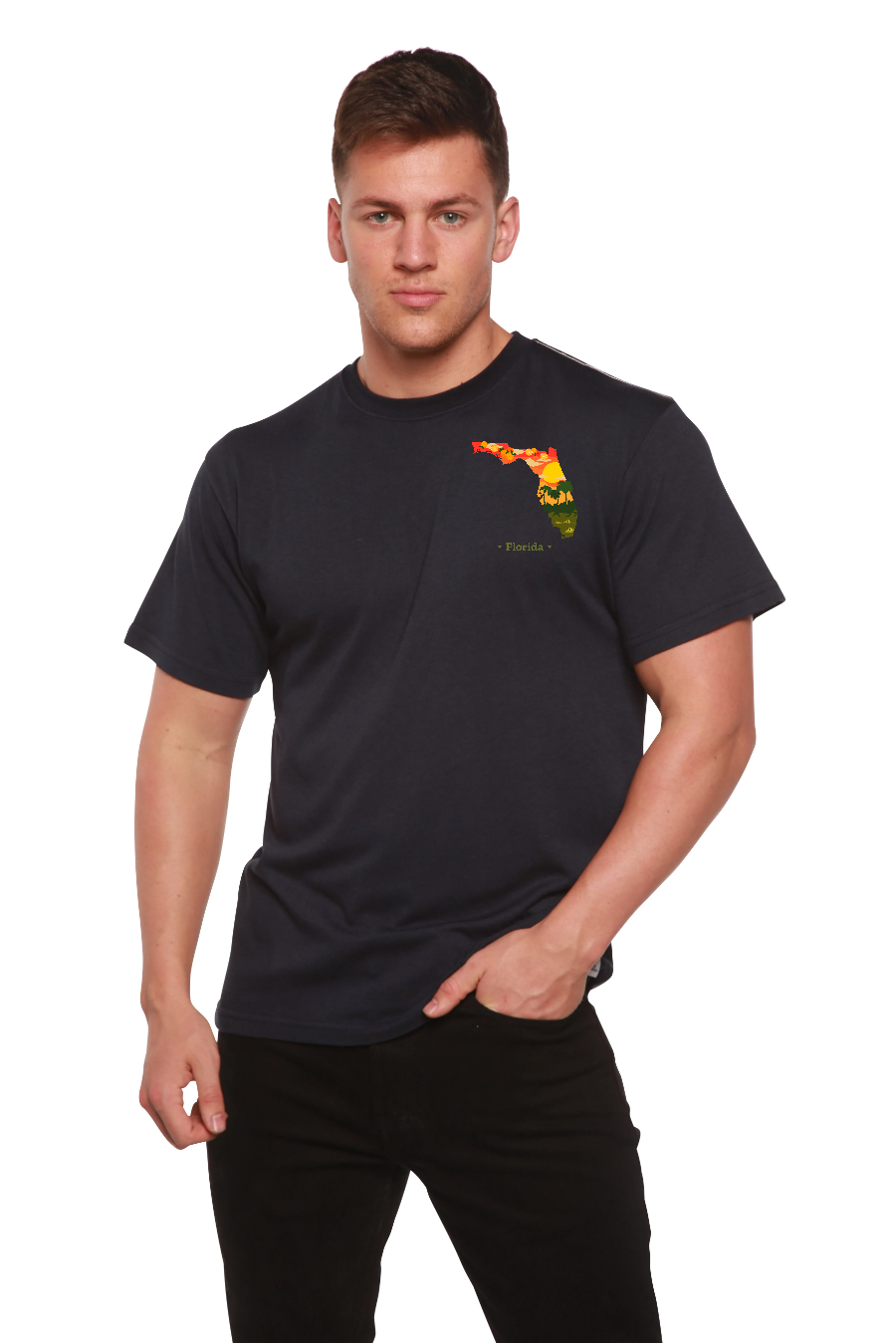 Spun Bamboo Florida Men's Bamboo Short Sleeve Graphic T-Shirt — back view