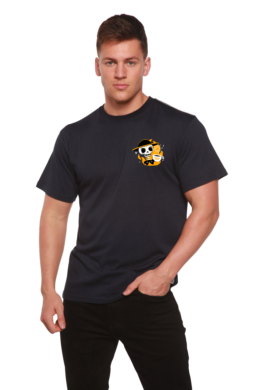 Spun Bamboo Skull with Coffee Bamboo Viscose/Organic Cotton Short Sleeve Printed T-Shirt — main product shot