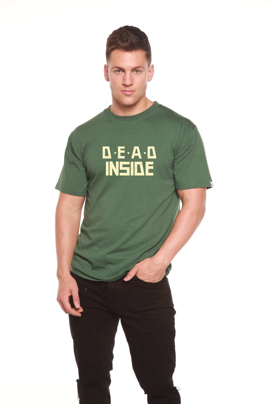 Spun Bamboo Dead Inside Bamboo Viscose/Organic Cotton Short Sleeve Printed T-Shirt — main product shot