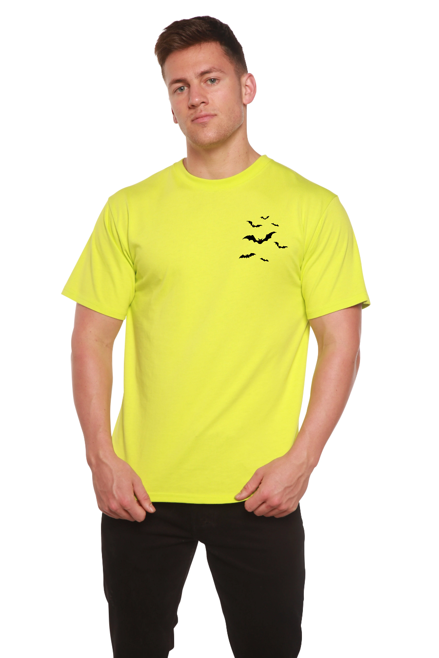 Spun Bamboo Halloween Bats Bamboo Viscose/Organic Cotton Short Sleeve Printed T-Shirt — detail close-up