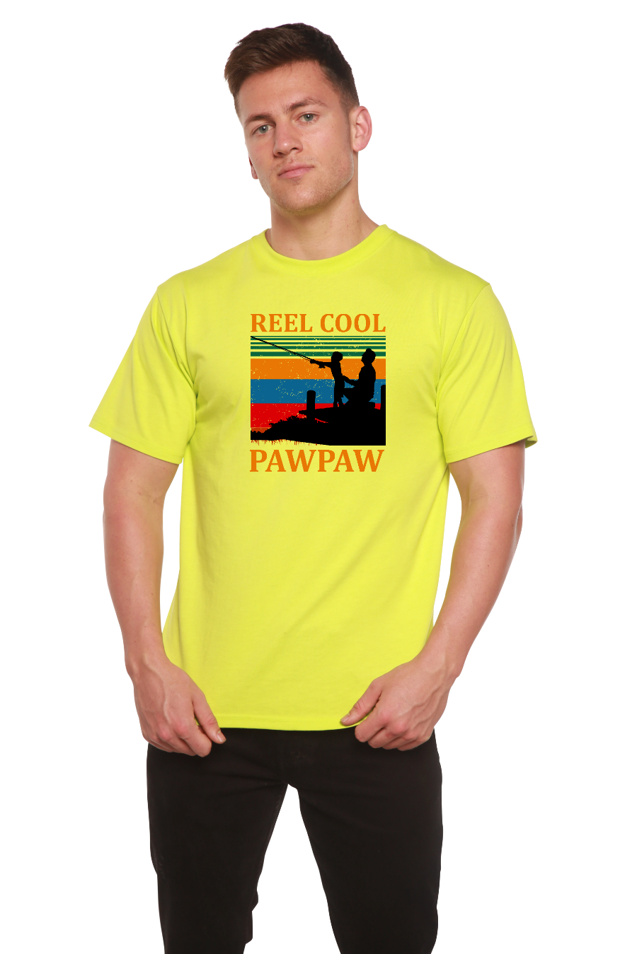 Spun Bamboo Real Cool Pawpaw Men's Bamboo Viscose/Organic Cotton Short Sleeve Printed T-Shirt — color detail