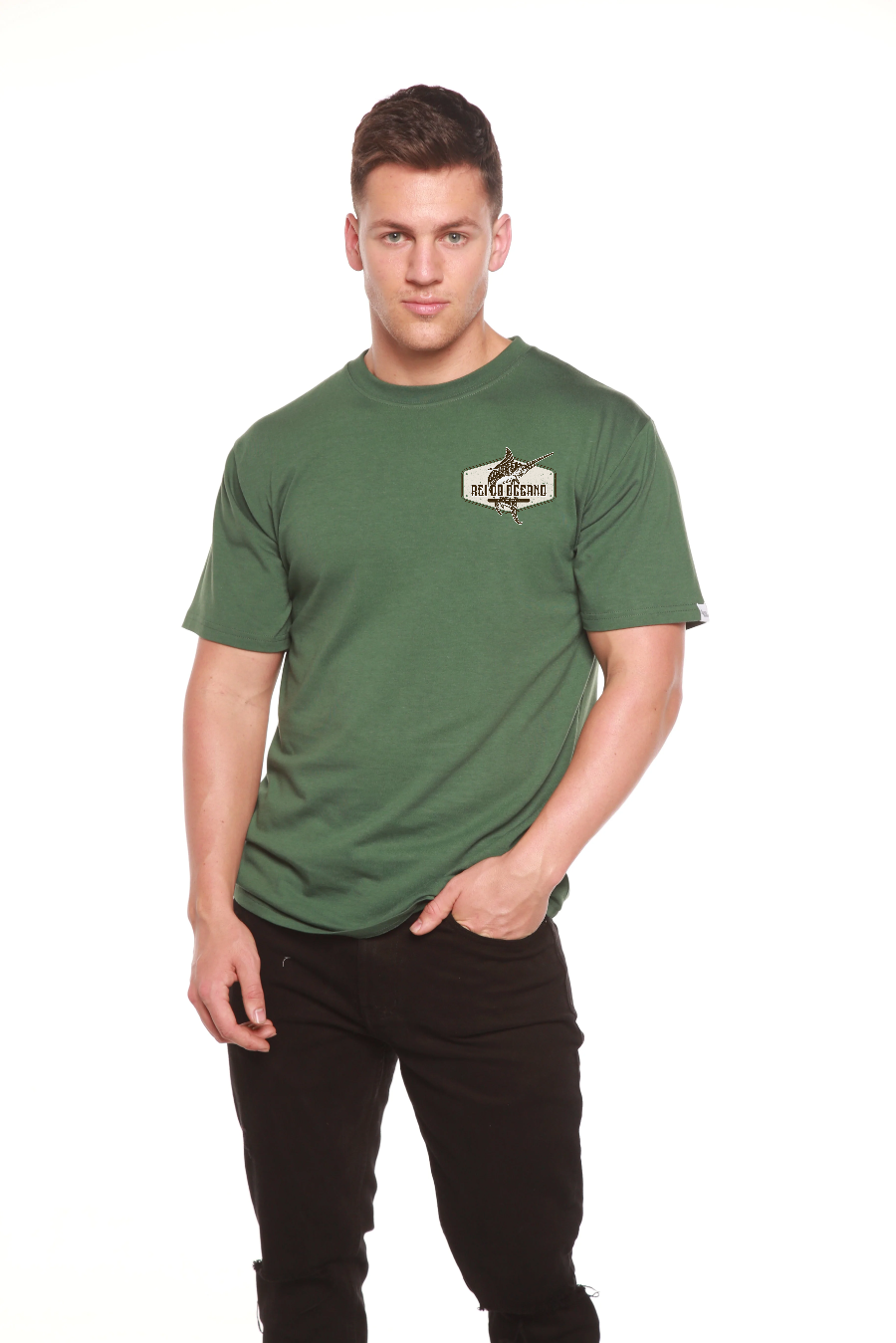 Spun Bamboo Rei do Oceano Men's Bamboo Short Sleeve Graphic T-Shirt — alternative angle