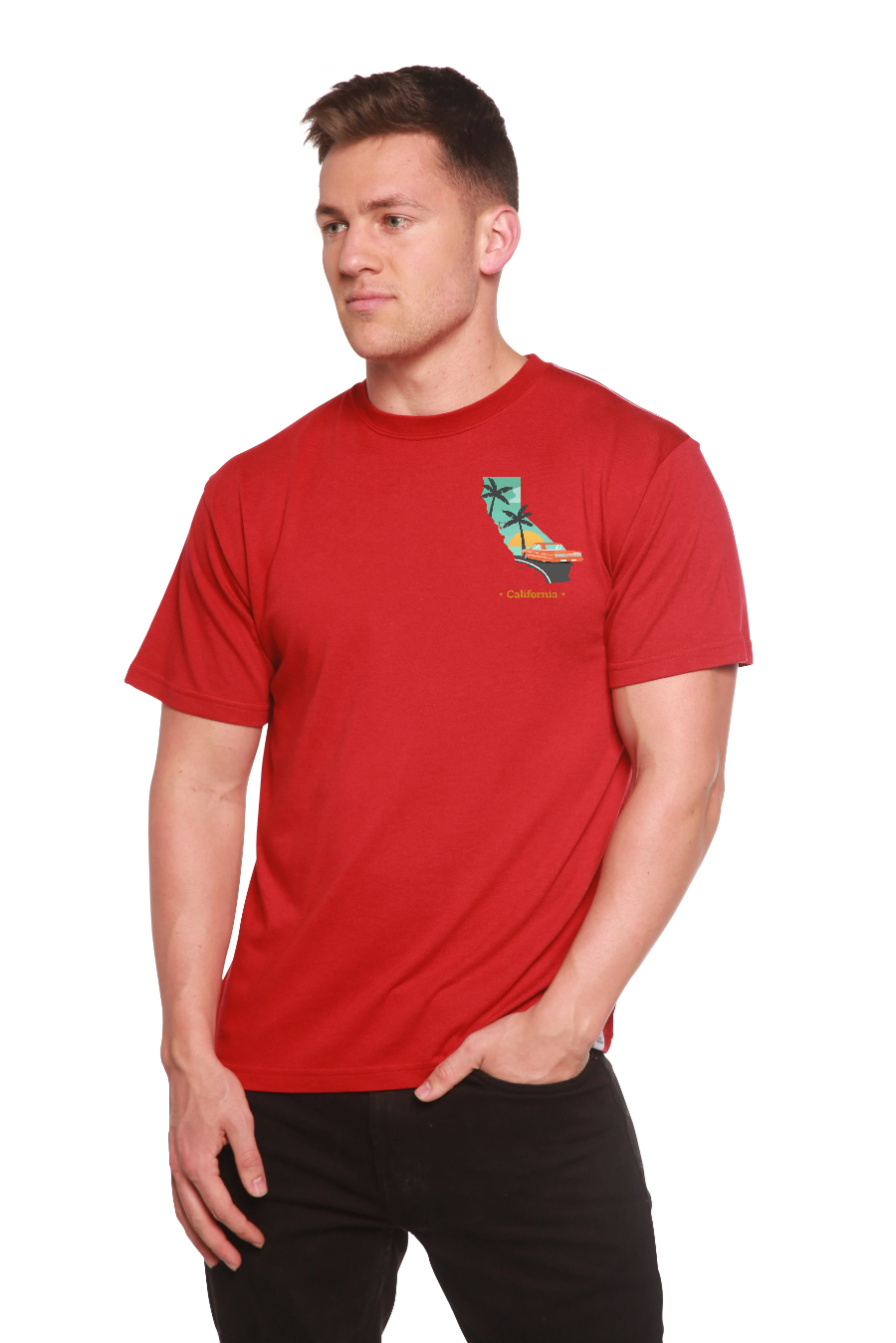 Spun Bamboo California Men's Bamboo Short Sleeve Graphic T-Shirt — back view