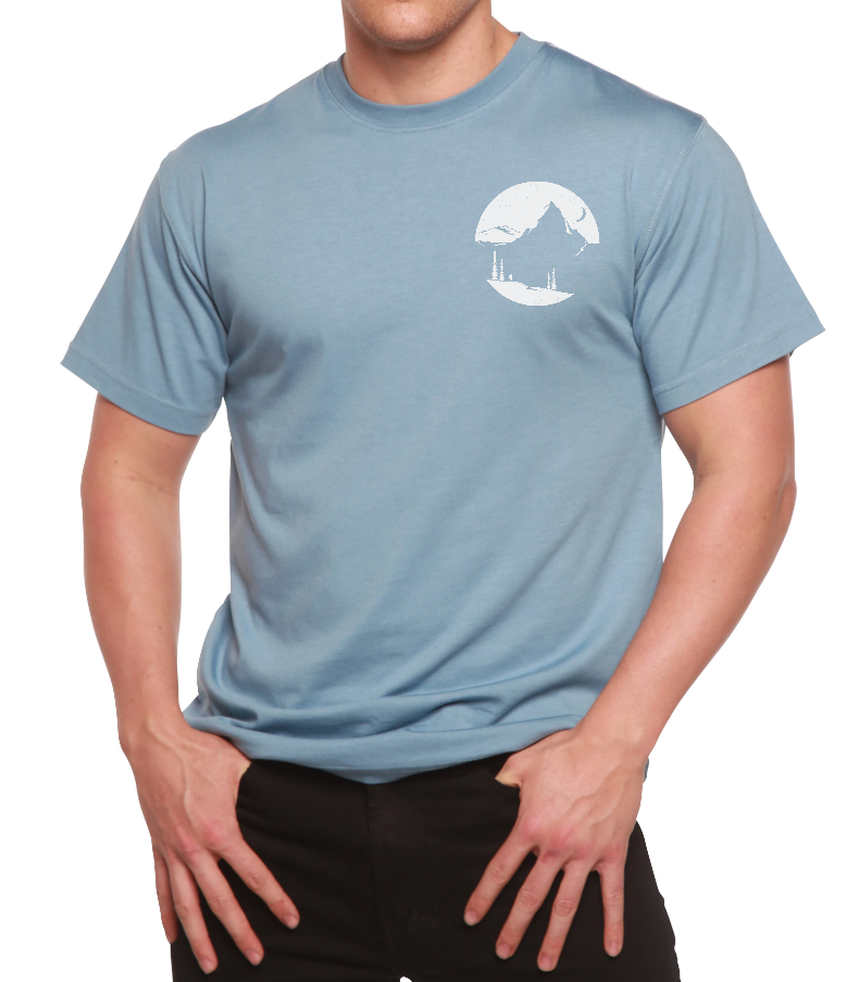 Spun Bamboo Explore More Men's Bamboo Viscose/Organic Cotton Printed T-Shirt — detail close-up