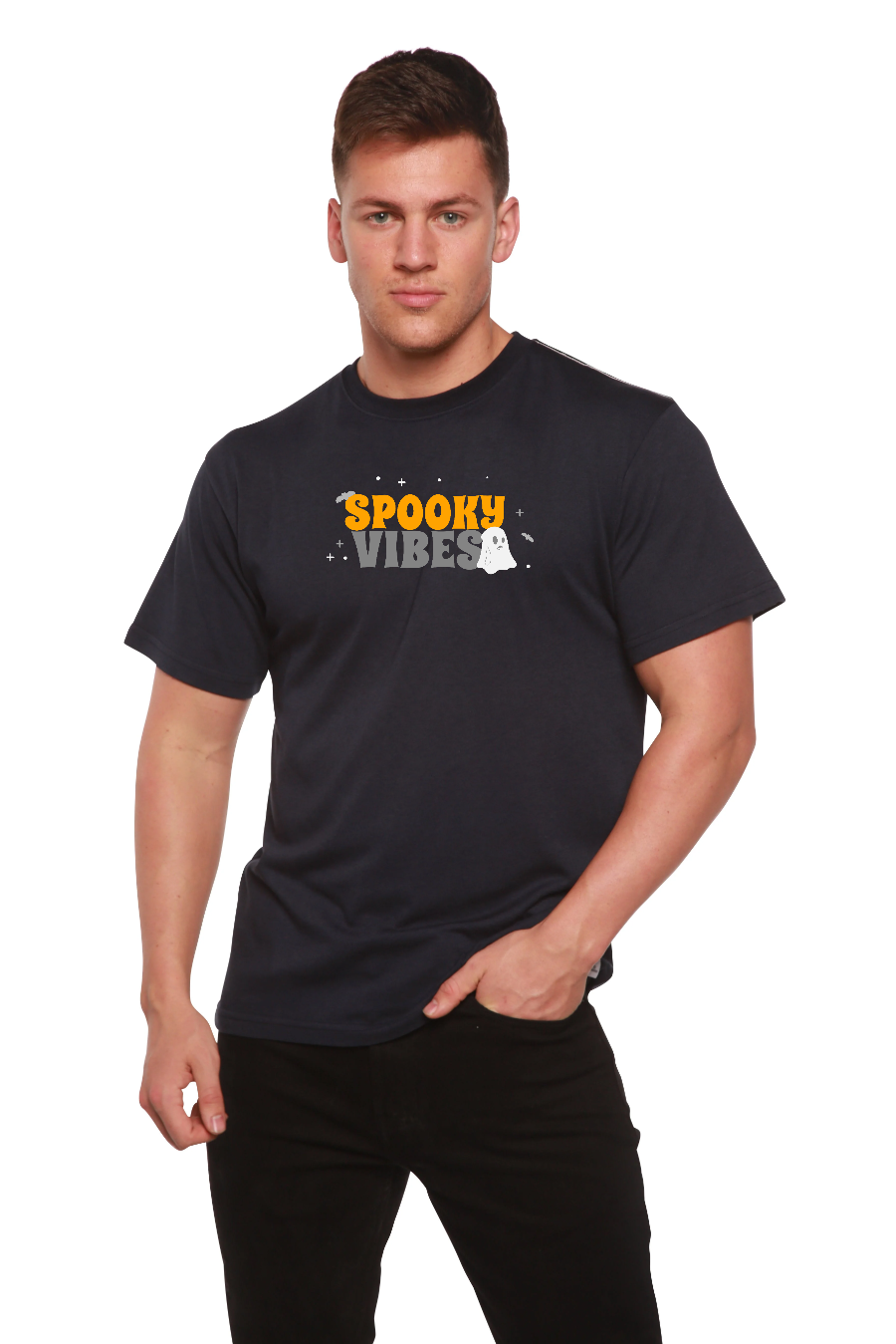 Spun Bamboo Spooky Vibes Bamboo Viscose/Organic Cotton Short Sleeve Printed T-Shirt — side view
