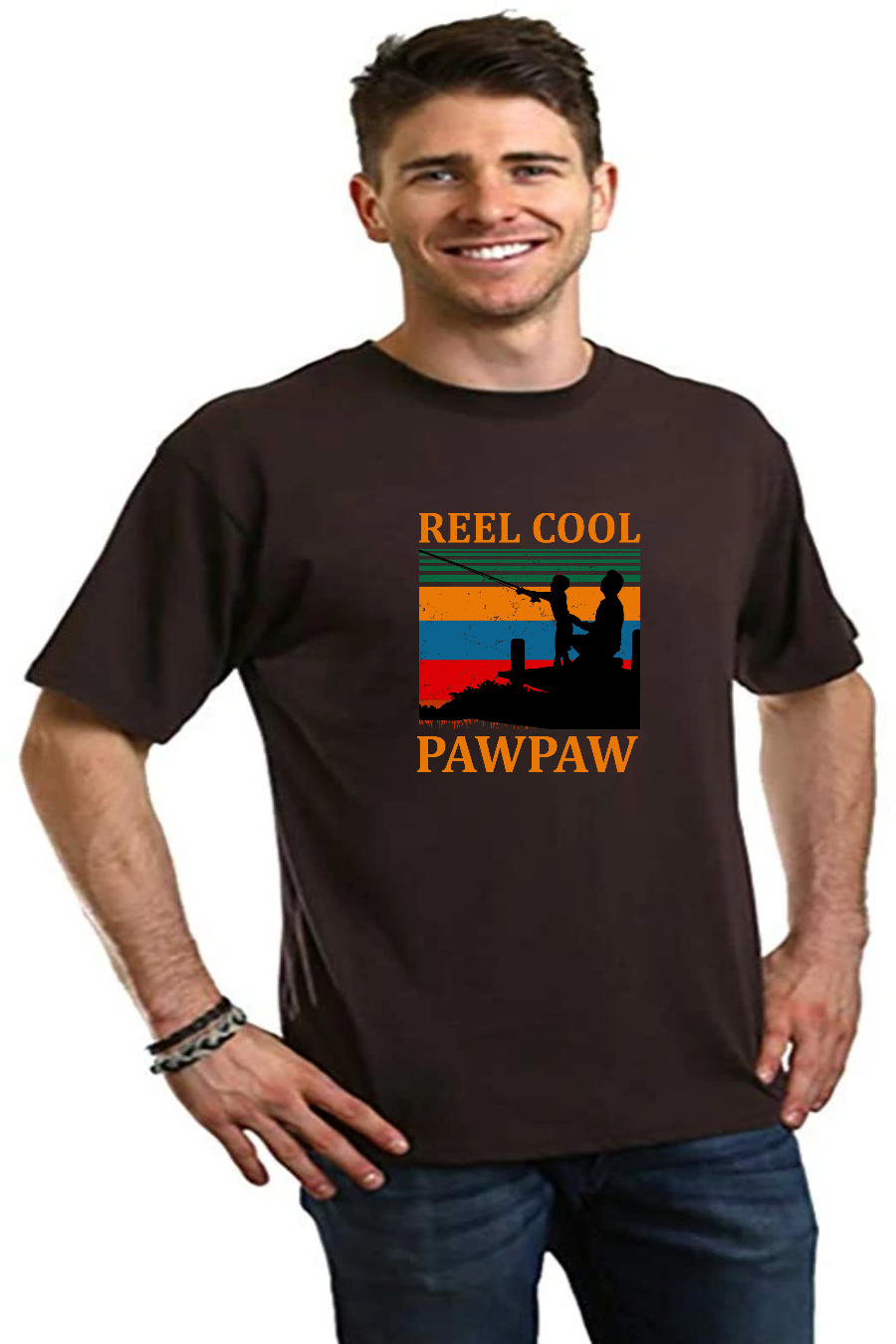 Spun Bamboo Real Cool Pawpaw Men's Bamboo Viscose/Organic Cotton Short Sleeve Printed T-Shirt — back view