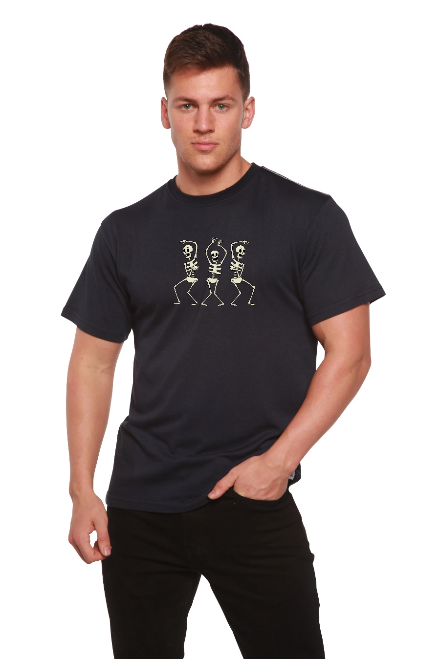 Spun Bamboo Dancing Skeletons Bamboo Viscose/Organic Cotton Short Sleeve Printed T-Shirt — main product shot
