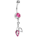 BodyCandy Pink Gem Leaves of Fall Dangle Belly Ring — main product shot