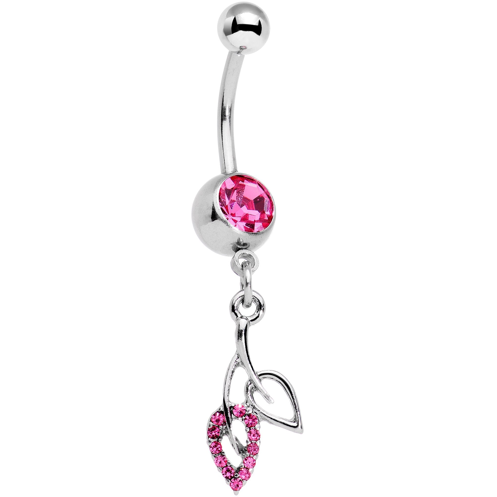 BodyCandy Pink Gem Leaves of Fall Dangle Belly Ring — main product shot