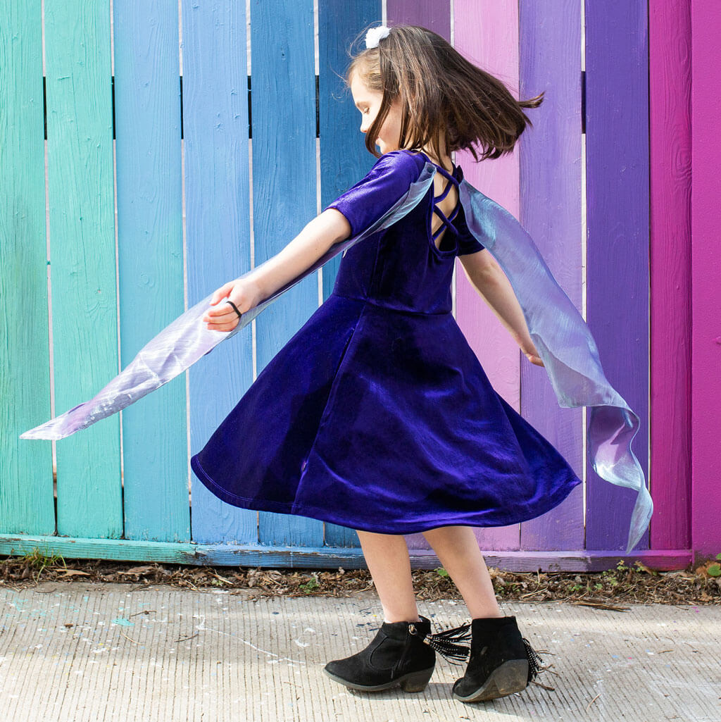 Princess Awesome & Boy Wonder Dragon Ballerina Style Short Sleeve Dress with Pockets and Detachable Wings — detail shot 6