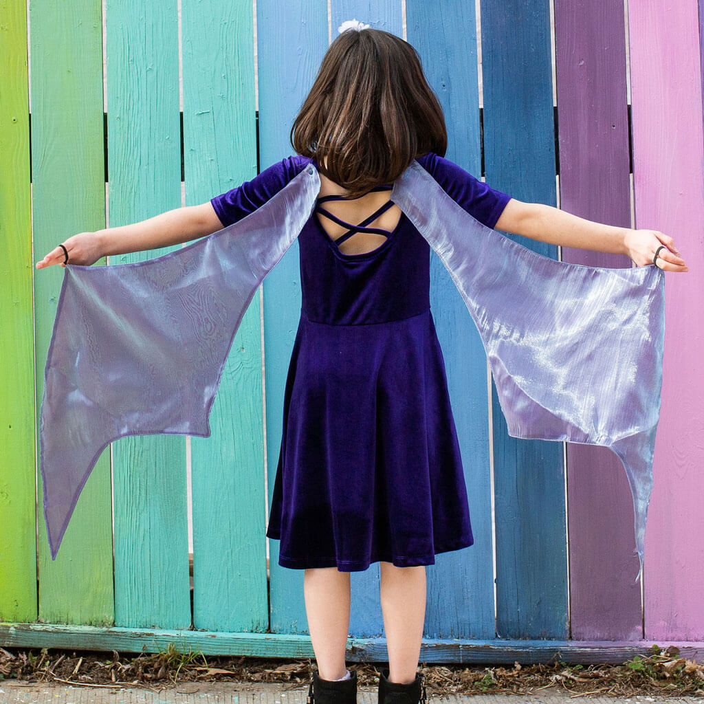 Princess Awesome & Boy Wonder Dragon Ballerina Style Short Sleeve Dress with Pockets and Detachable Wings — Short Sleeve detail