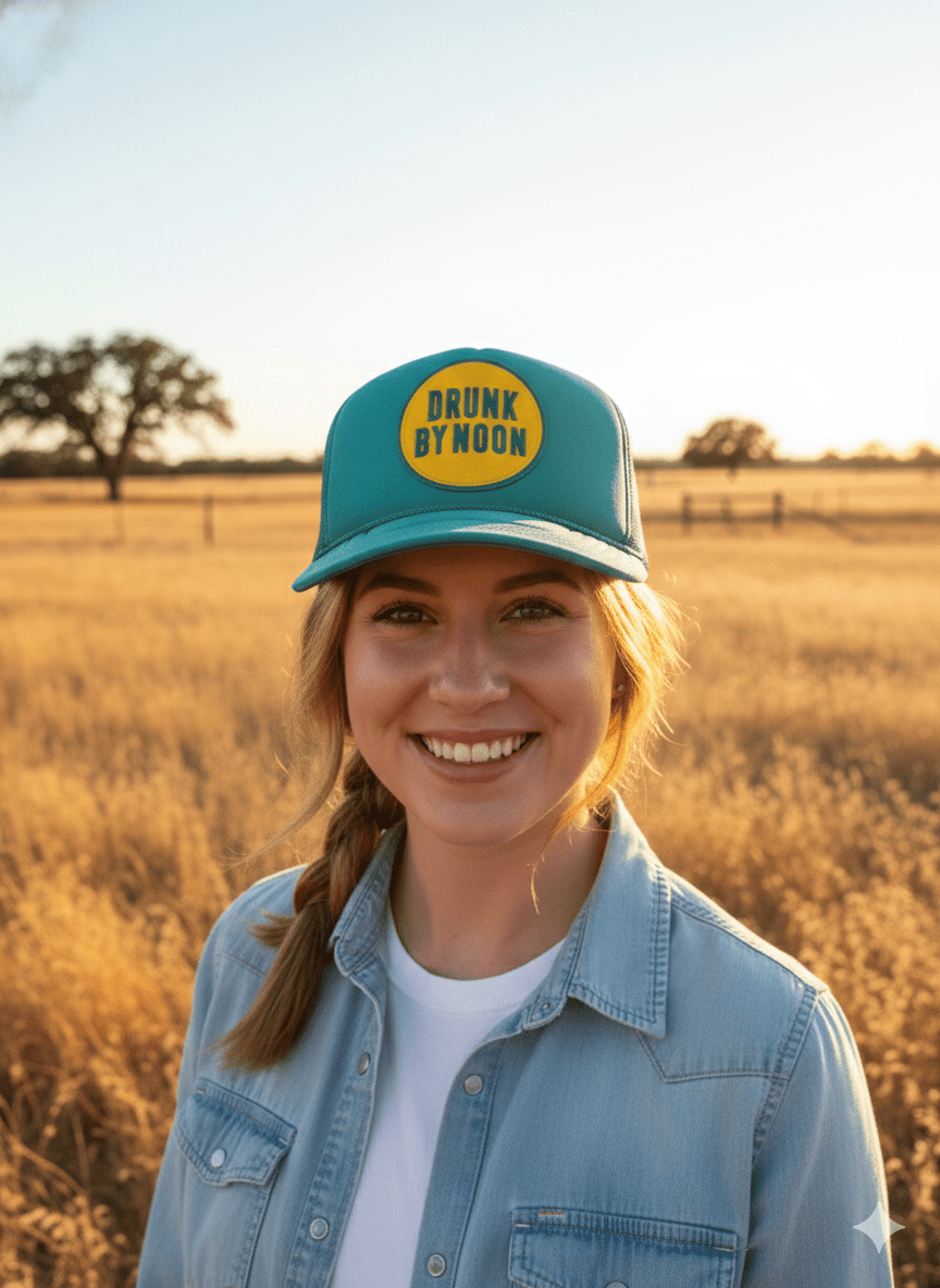 Wild Junkie Drunk By Noon Patch Trucker Hat — hats category context