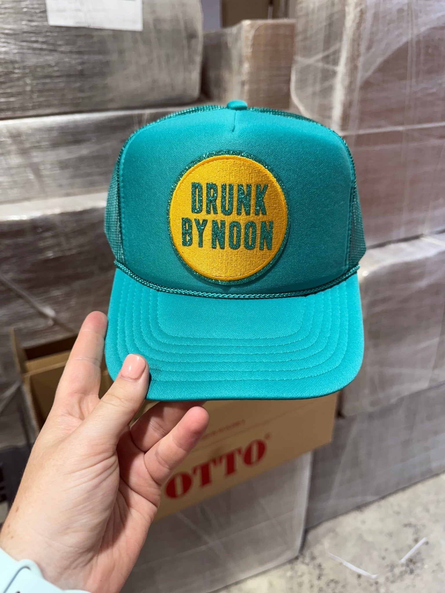 Wild Junkie Drunk By Noon Patch Trucker Hat — main product shot