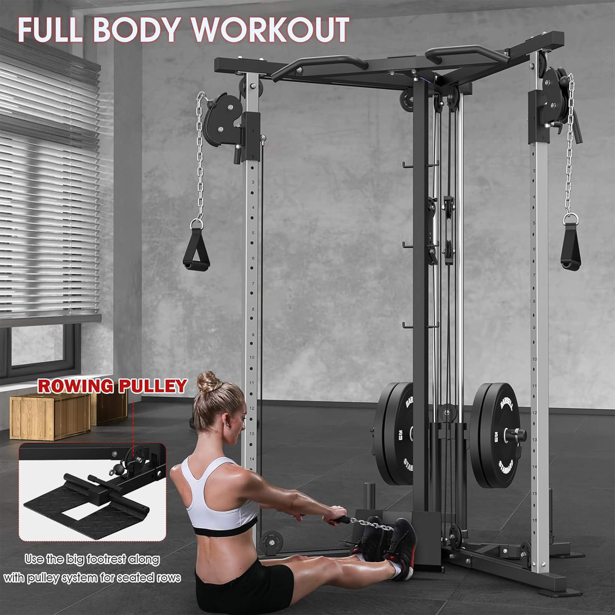 Rovix Dual Pulley Cable Crossover Machine With Pull Up And LAT Bar (SAK98124) – SAKSBY WHOLESALE, view 3