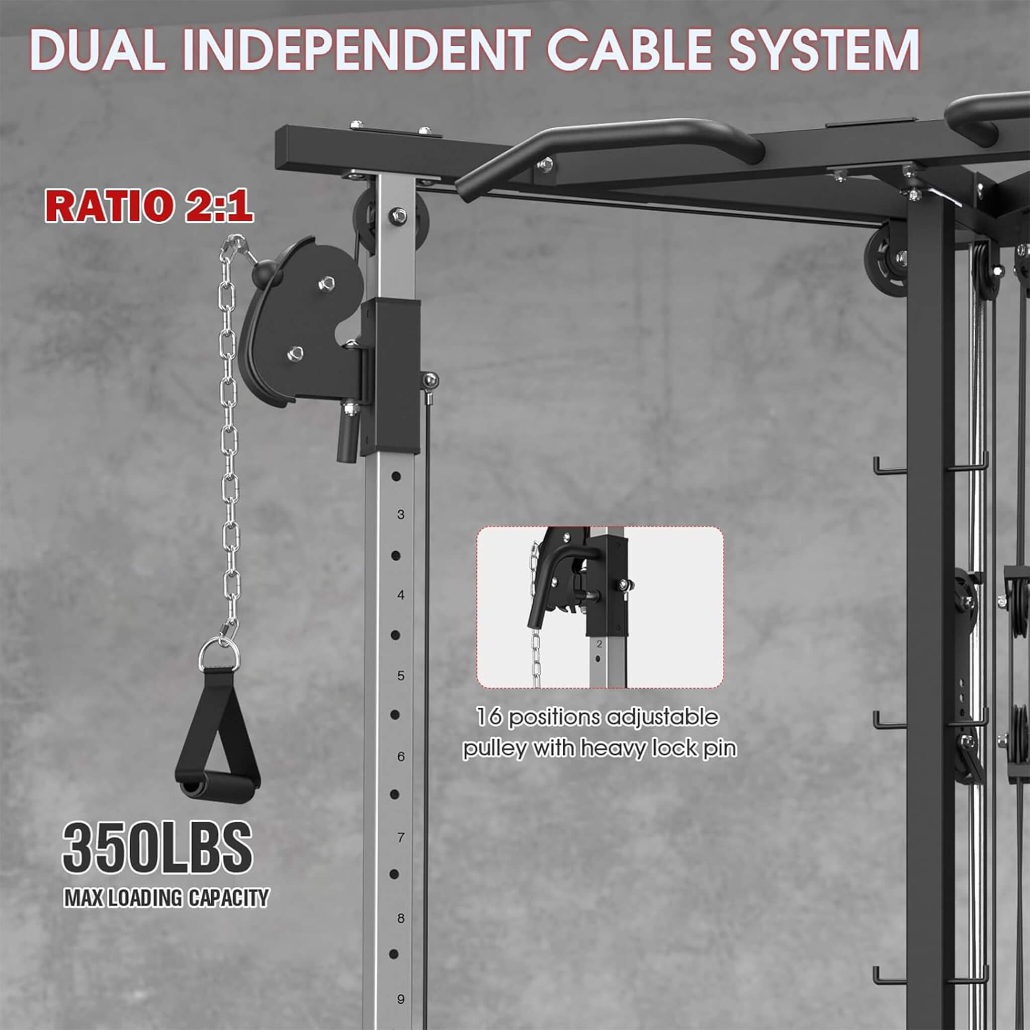 Rovix Dual Pulley Cable Crossover Machine With Pull Up And LAT Bar (SAK98124) – SAKSBY WHOLESALE, view 7