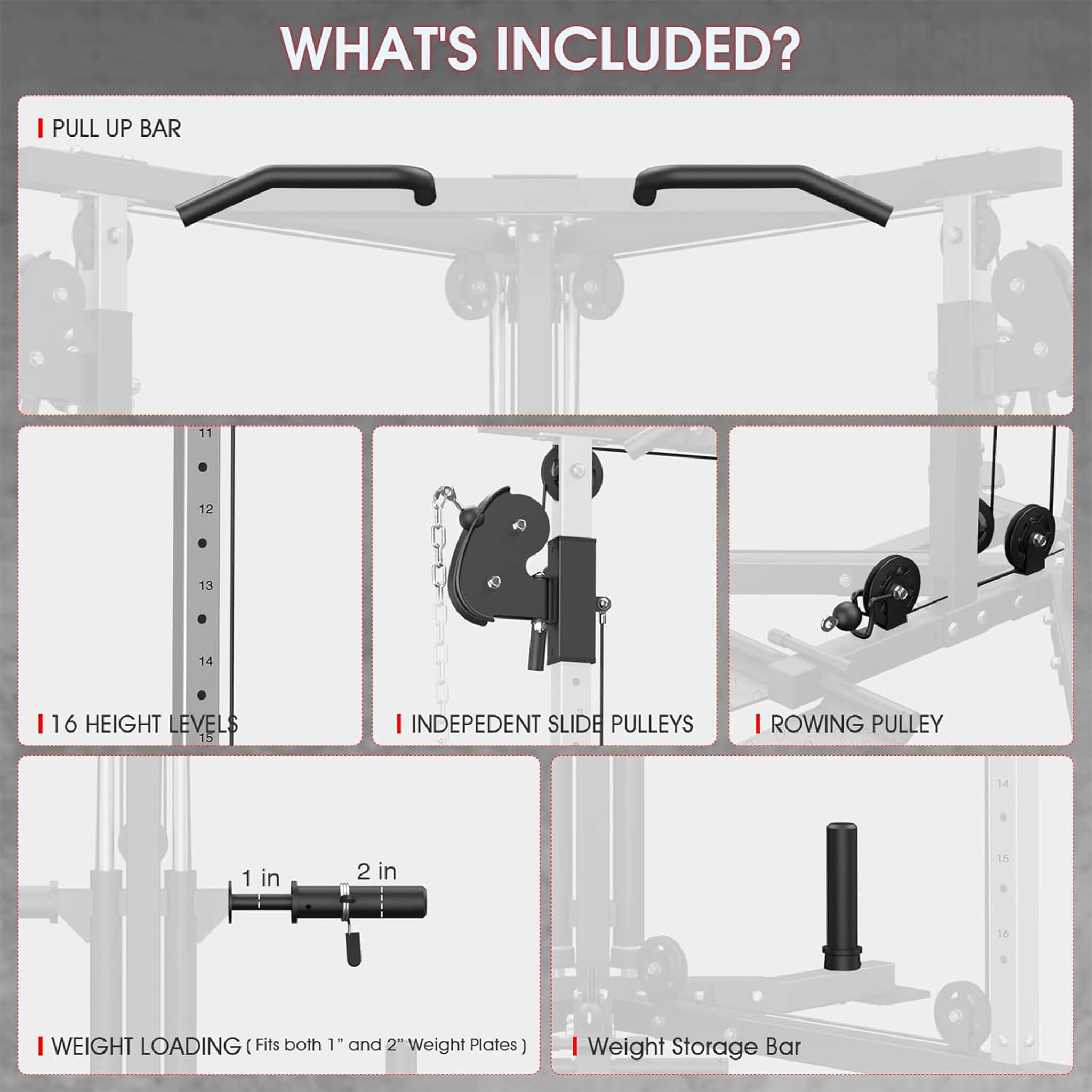 Rovix Dual Pulley Cable Crossover Machine With Pull Up And LAT Bar (SAK98124) – SAKSBY WHOLESALE, view 8