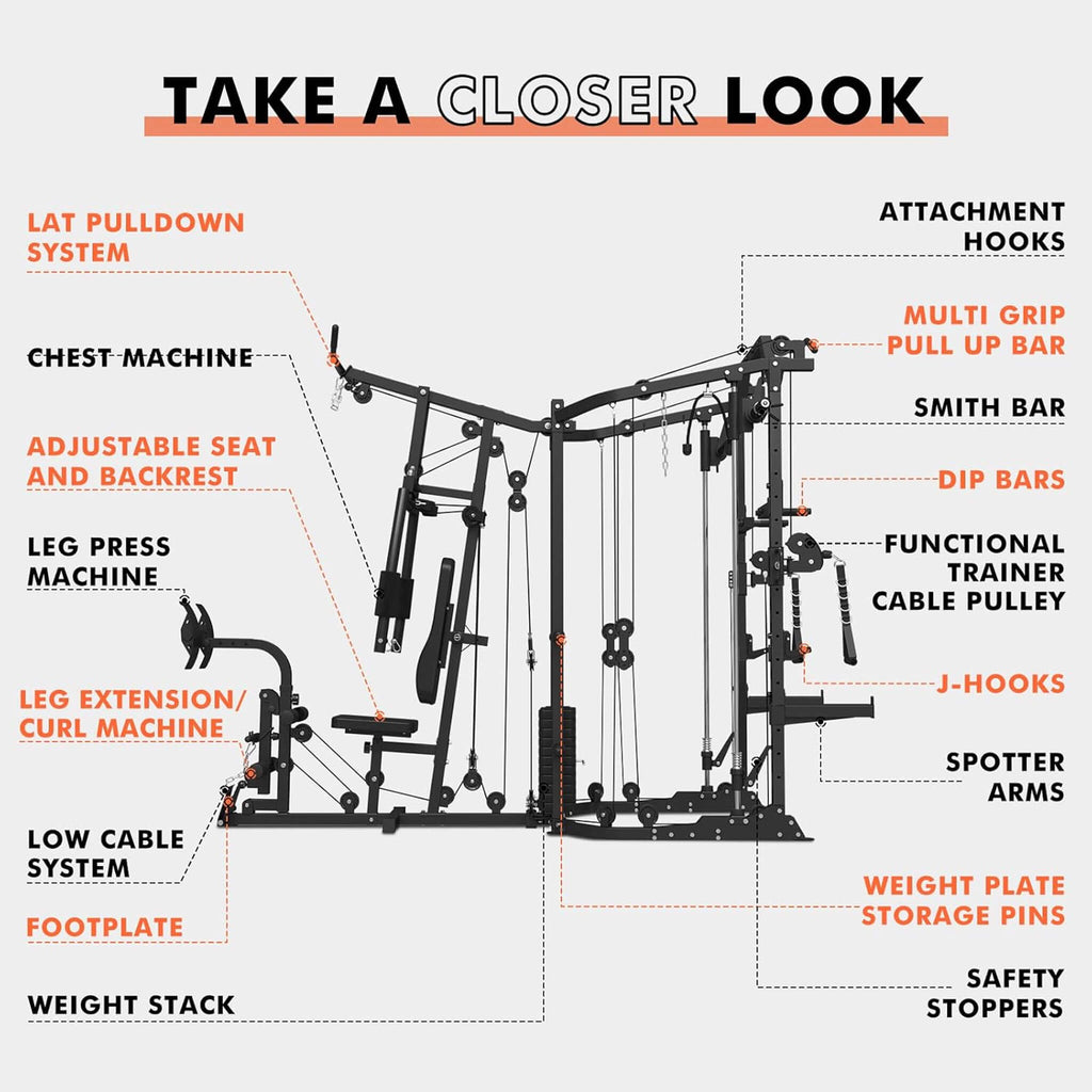 Rovix Dual Station Smith Machine With Cable Crossover Home Gym (SAK24079) – SAKSBY WHOLESALE, view 6