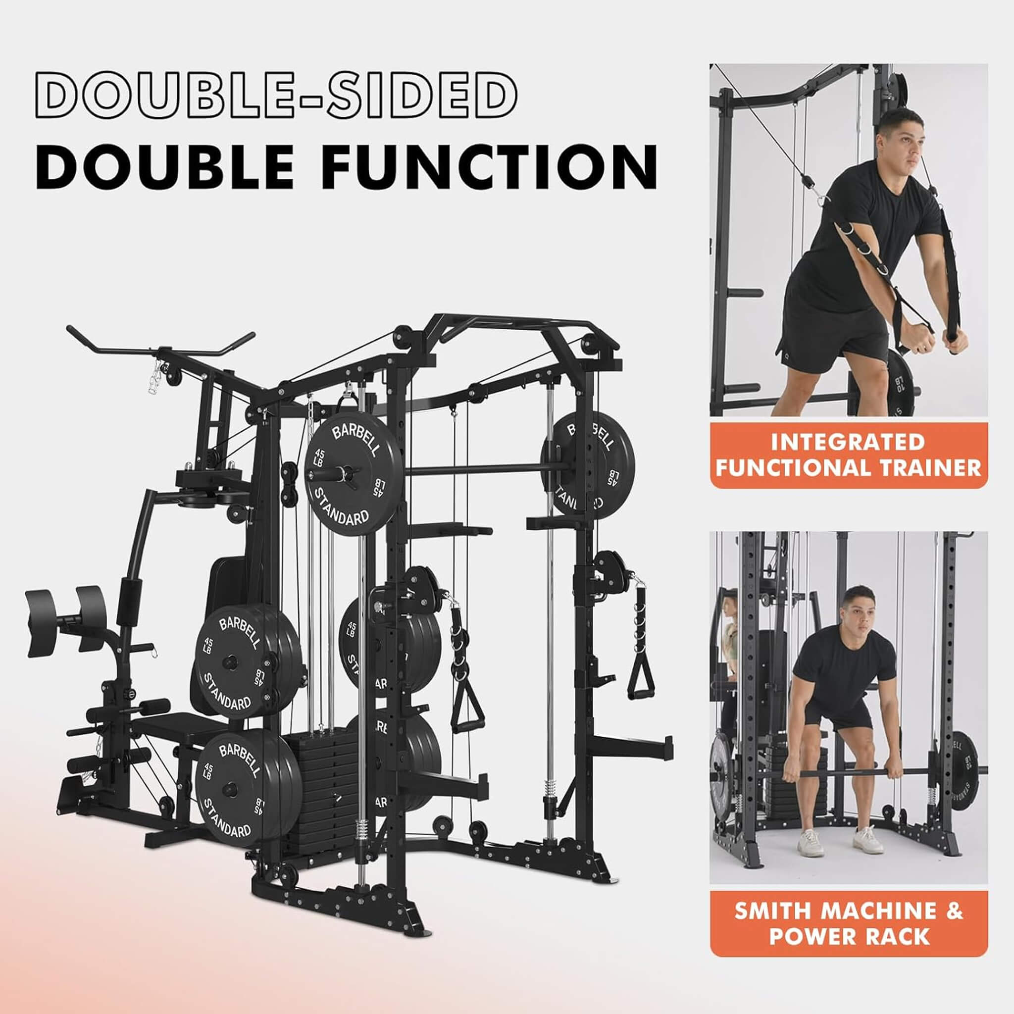 Rovix Dual Station Smith Machine With Cable Crossover Home Gym (SAK24079) – SAKSBY WHOLESALE, view 4