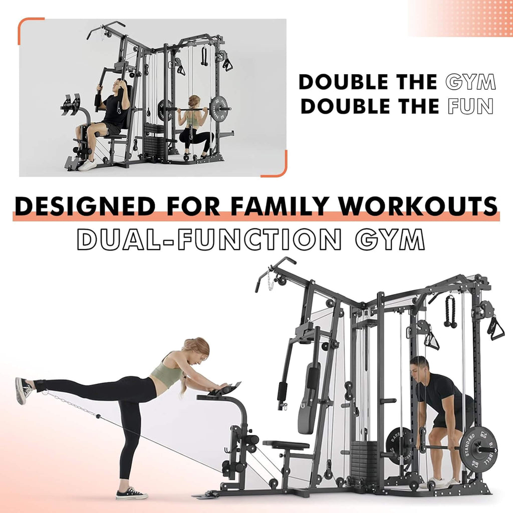 Rovix Dual Station Smith Machine With Cable Crossover Home Gym (SAK24079) – SAKSBY WHOLESALE, view 7