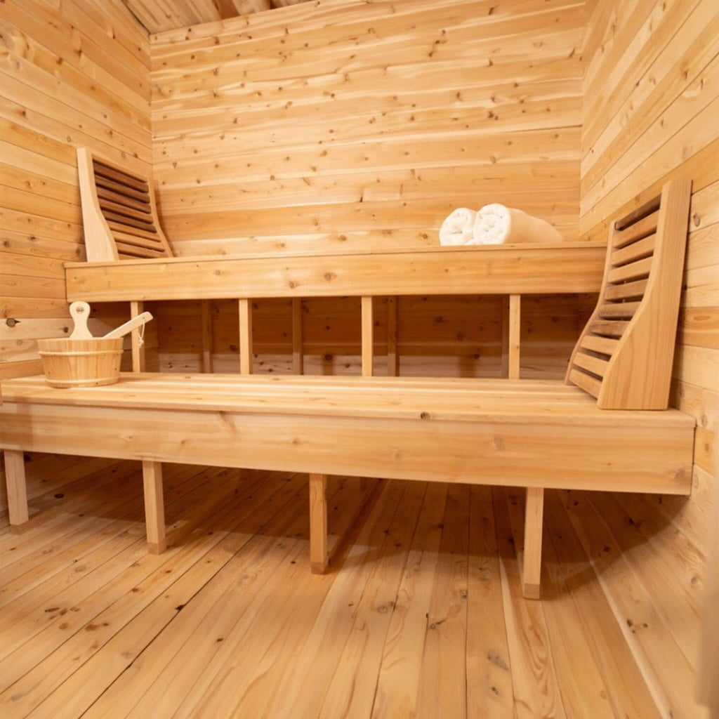 Dundalk Leisurecraft 4-Person Canadian Timber Luna Cube Sauna With Sloped Roof And Front Window [CTC22LU] (SAK96475) – SAKSBY