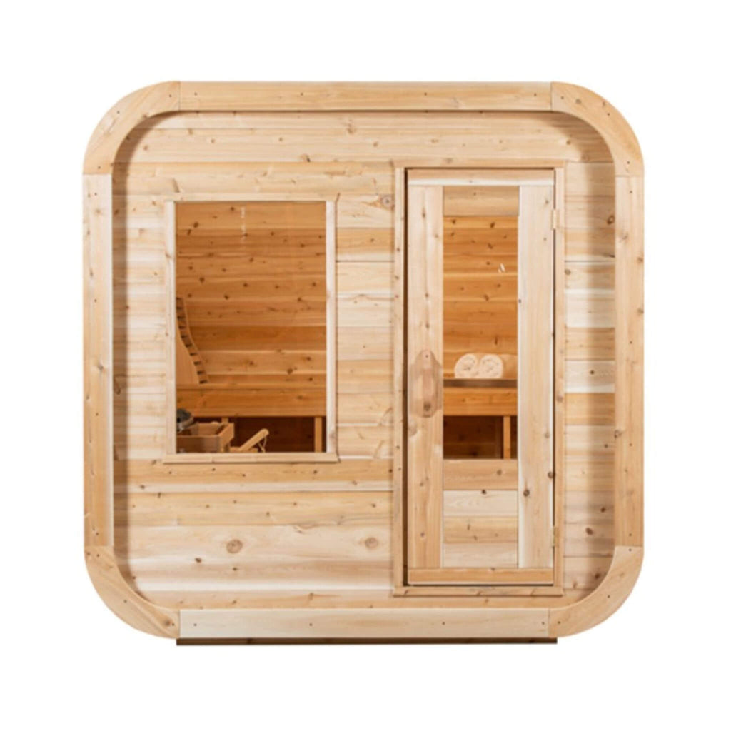 Dundalk Leisurecraft 4-Person Canadian Timber Luna Cube Sauna With Sloped Roof And Front Window [CTC22LU] (SAK96475) – SAKSBY