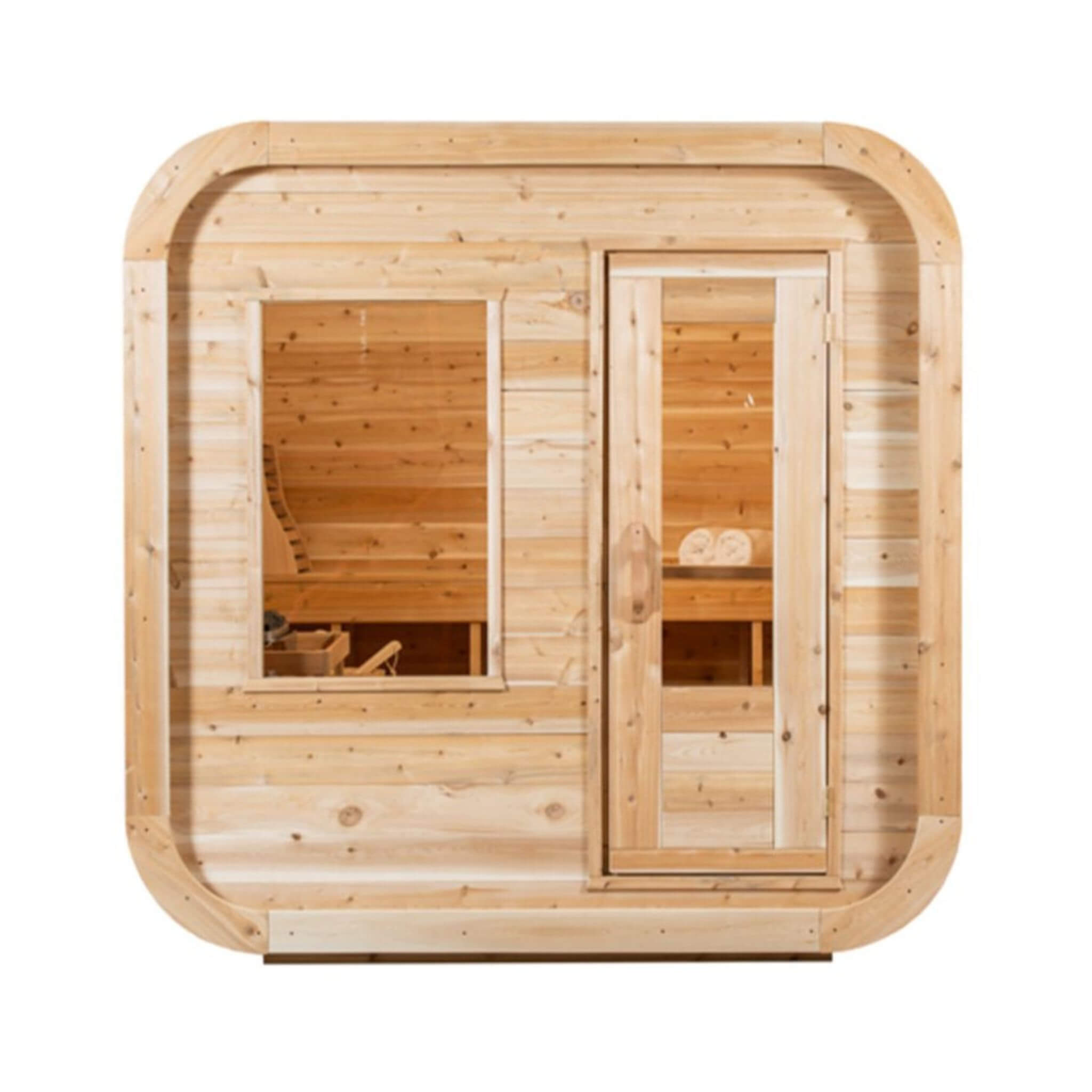 Dundalk Leisurecraft 4-Person Canadian Timber Luna Cube Sauna With Sloped Roof And Front Window [CTC22LU] (SAK96475) – SAKSBY