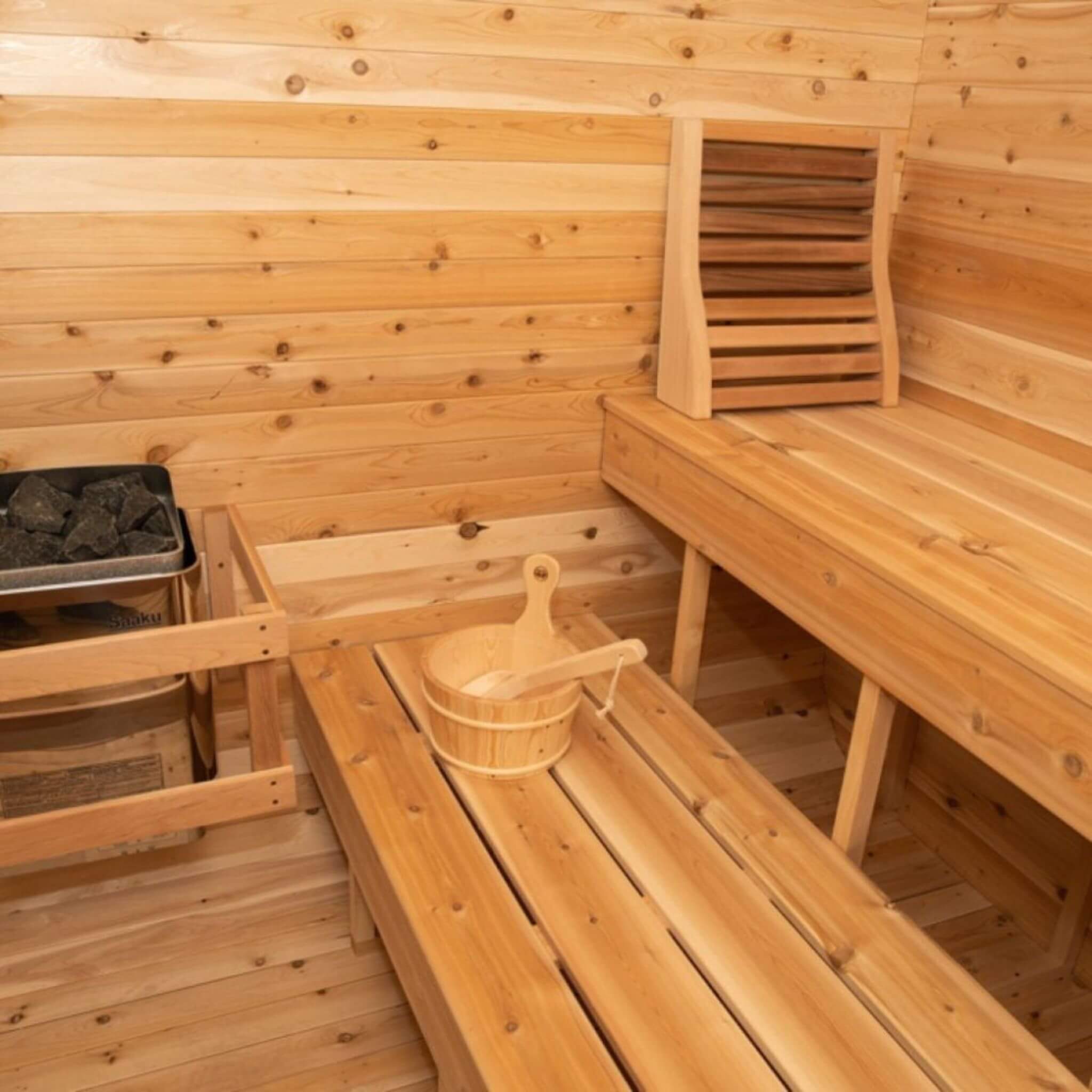 Dundalk Leisurecraft 4-Person Canadian Timber Luna Cube Sauna With Sloped Roof And Front Window [CTC22LU] (SAK96475) – SAKSBY