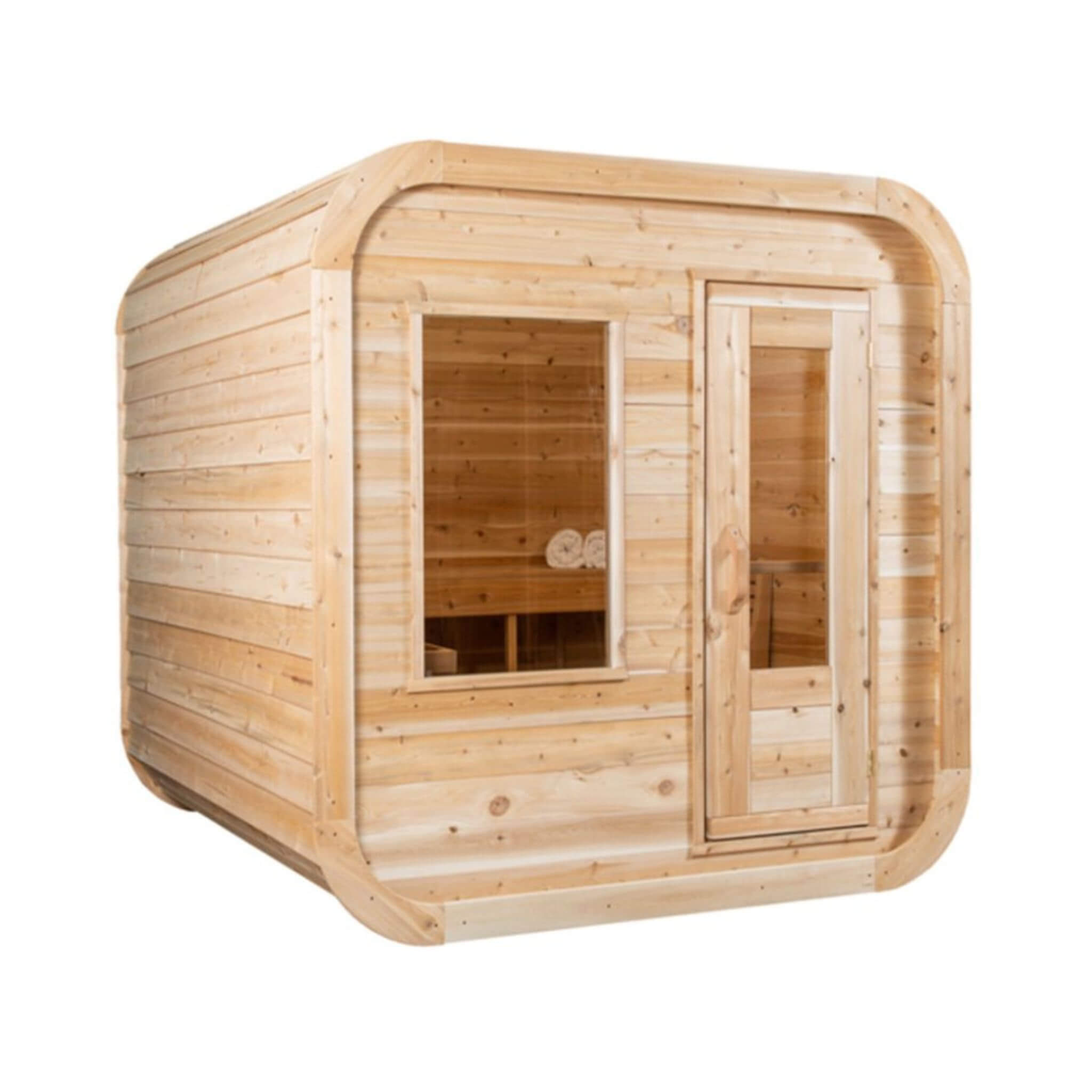 Dundalk Leisurecraft 4-Person Canadian Timber Luna Cube Sauna With Sloped Roof And Front Window [CTC22LU] (SAK96475) – SAKSBY